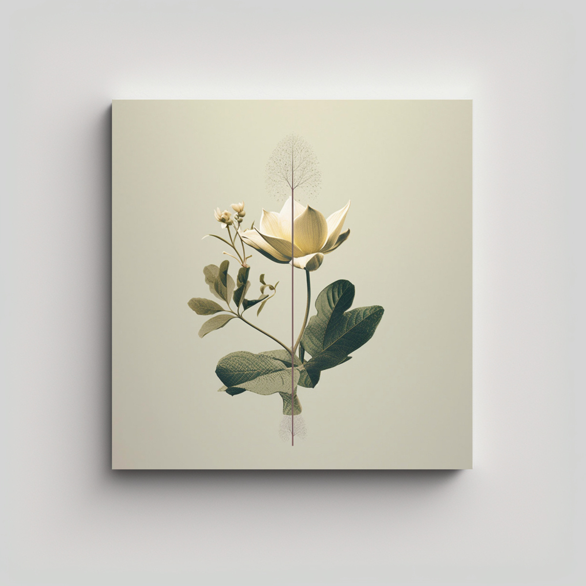 ARTE MINIMALISTA BOTÁNICO: CUADRO DE PARED 20X20 CM - 1
