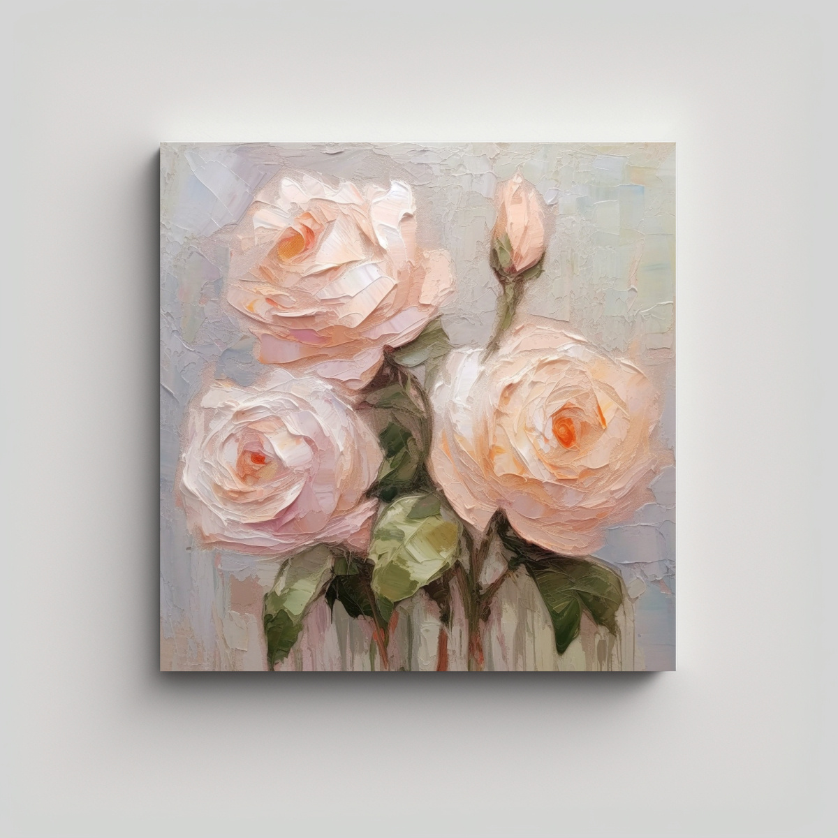 CUADRO SUBLIMADO DE 3 ROSAS ROSA PÁLIDO: RIQUEZA 60X60 CM - 1