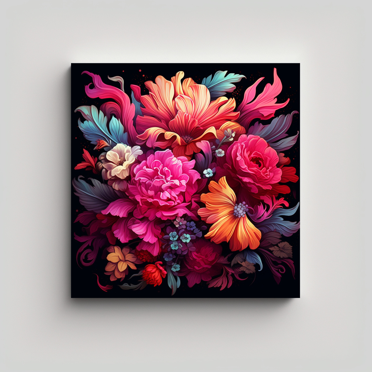 ILUSTRACIÓN CREATIVA EN BASTIDOR: BOUQUET FLORAL 90X90 CM - 1