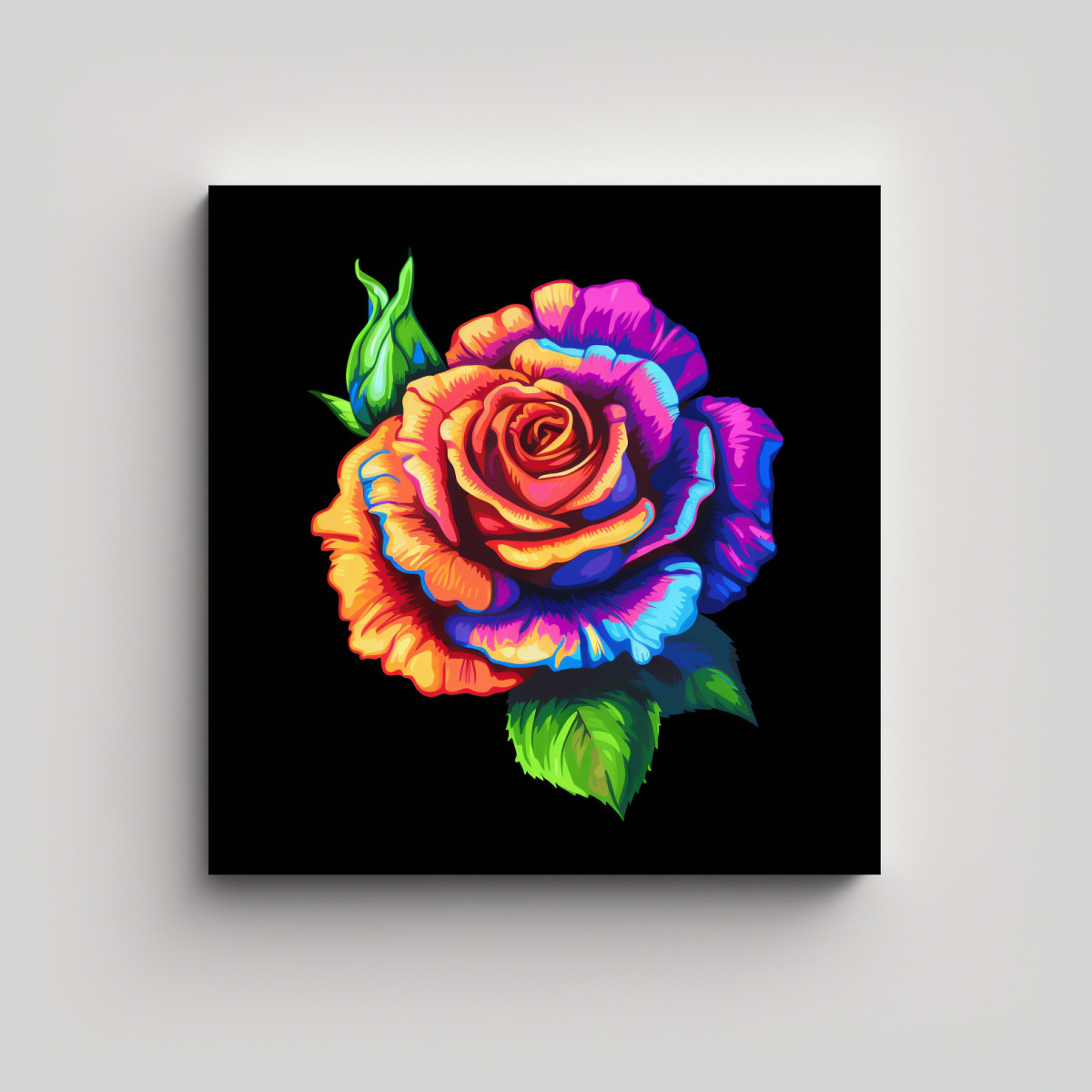 Color Rosa Pixel DISEÑO DE ROSA MULTICOLOR EN PIXEL ART 16 BIT: 100X100 CM