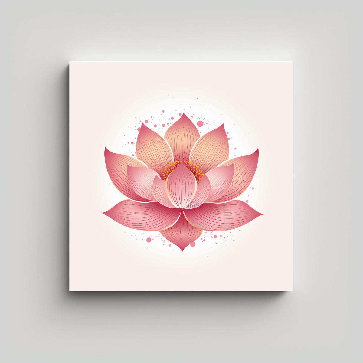 CUADRO DE FLOR DE LOTO ROSA CON PATRÓN INTENSO: 30X30 CM - 1
