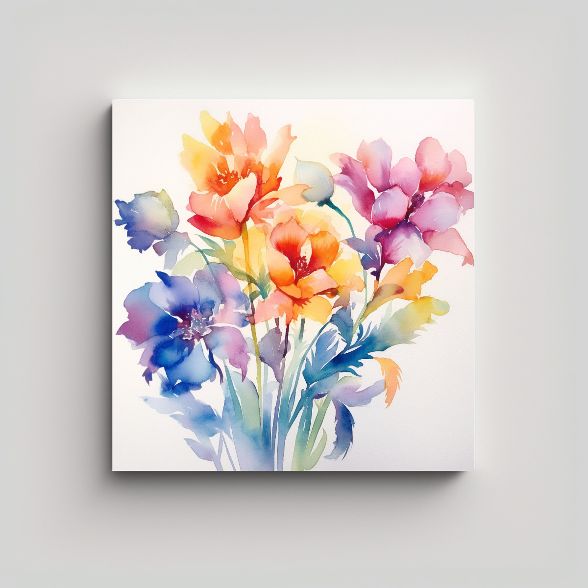 CUADROS DECORATIVOS CANVA: FLORES ACUARELA 40X40 CM - 1