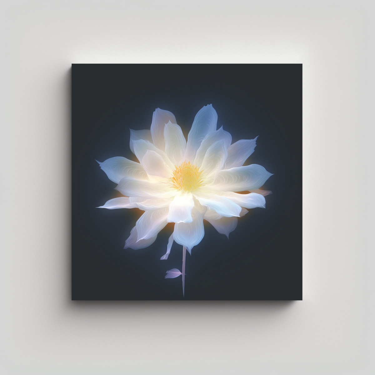 CUADRO ABSTRACTO DE FLOR BLANCA EN TELA BASTIDOR 100X100 CM - 1