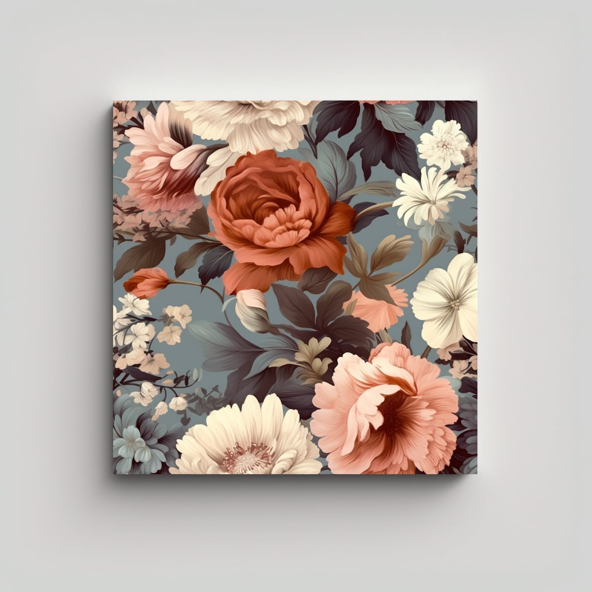 ILUSTRACIÓN VINTAGE DE FLORES ELEGANTES: CUADROS 90X90 CM - 1