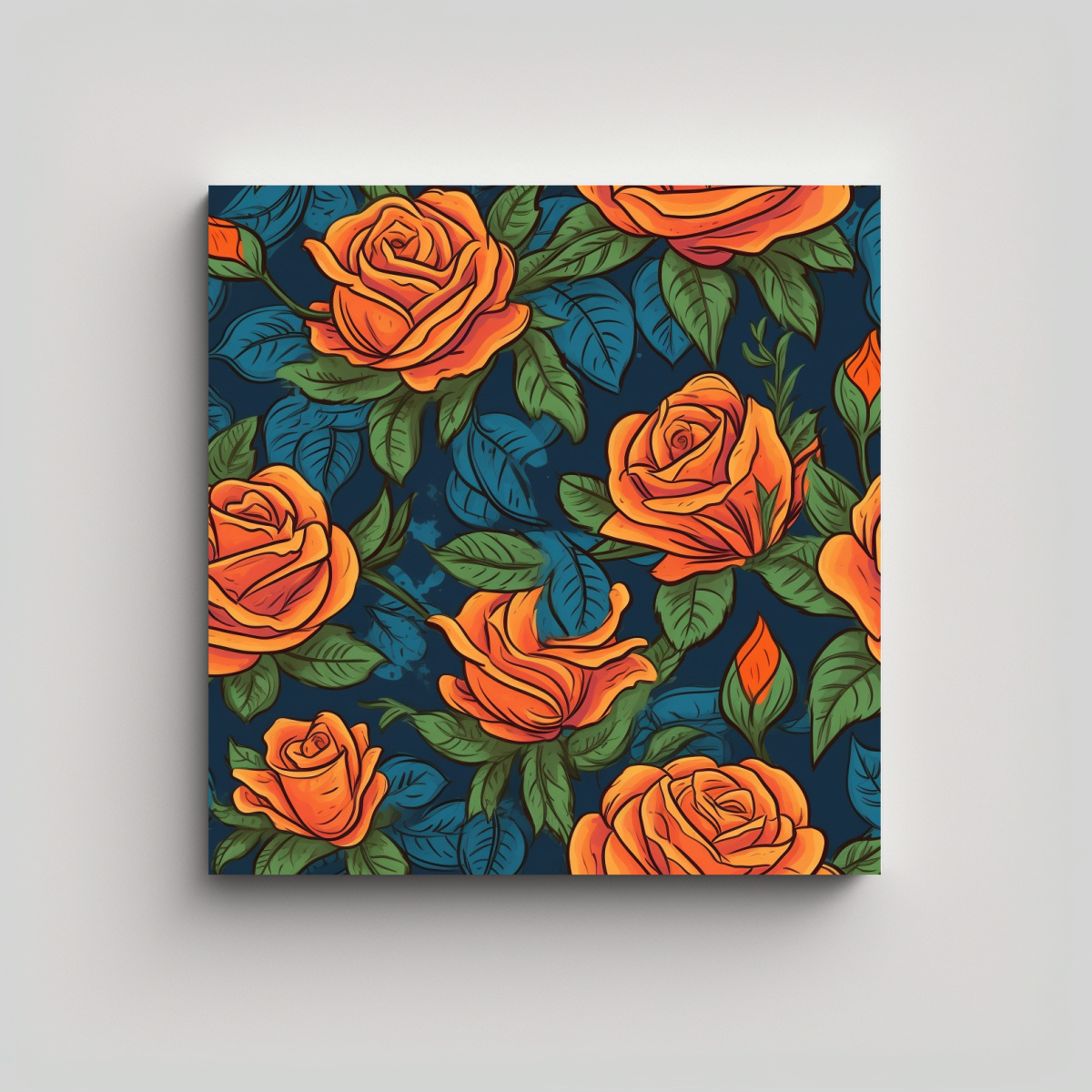 PATRÓN DE ROSAS EN LIENZO DE COLORES, ARTE 90X90 CM - 1