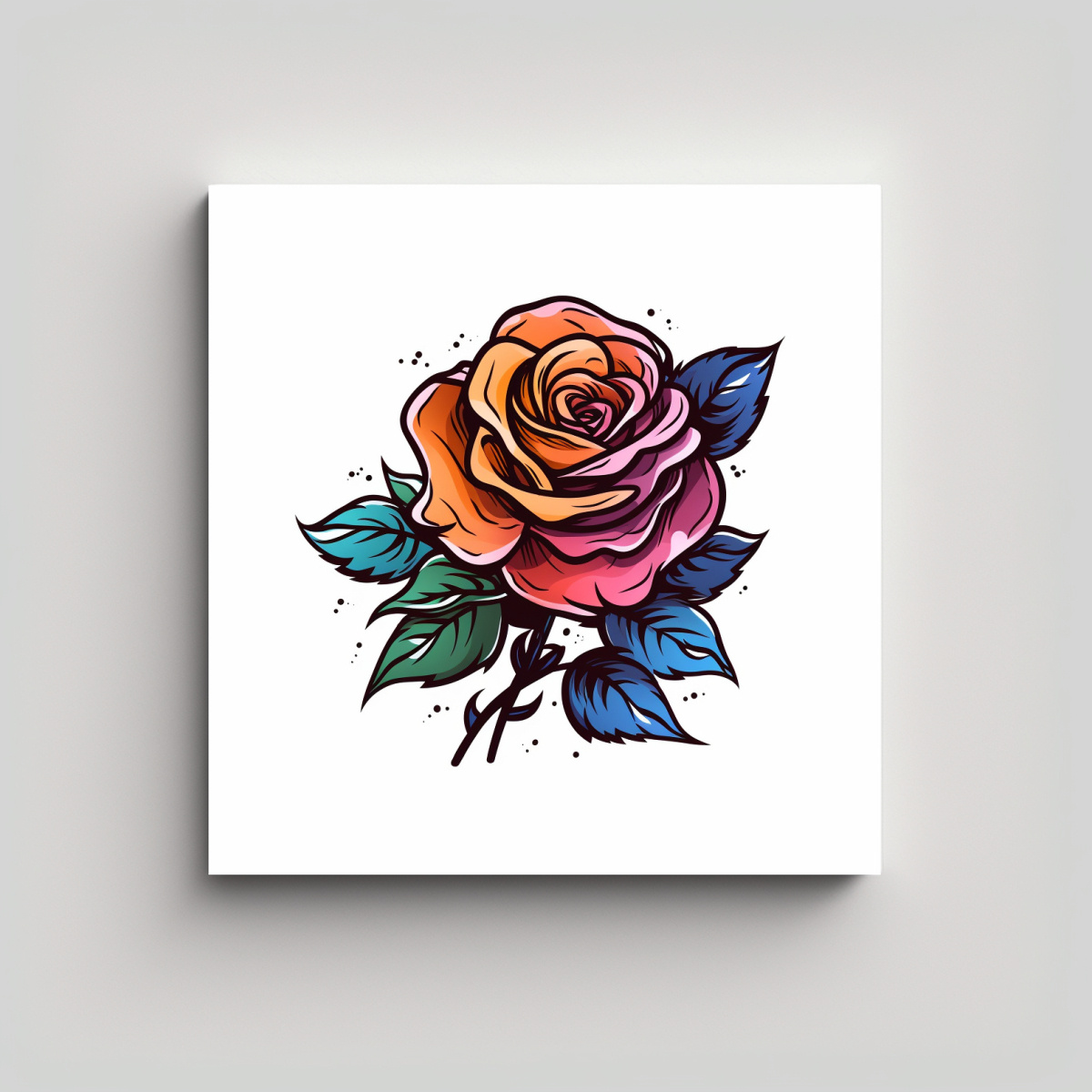 CUADRO DECORATIVO DE ROSA COLORIDA: TEMA VIDA EN 80X80 CM - 1