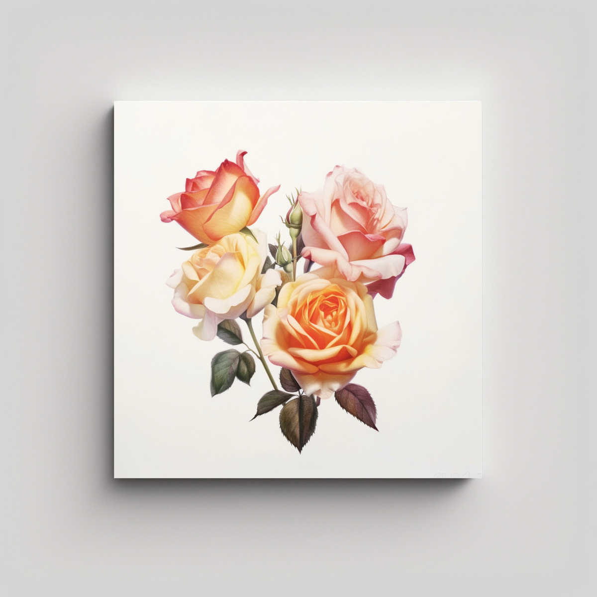 MURAL CONCEPTUAL DE ARTE DE PARED CON ROSAS EN 100X100 CM - 1