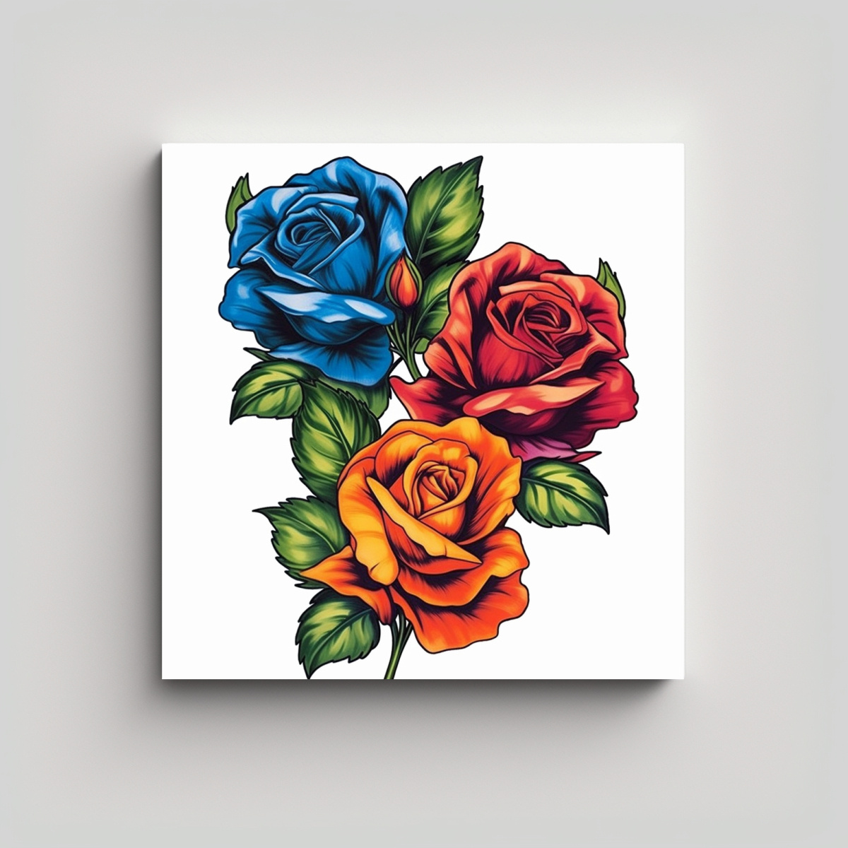 CUADRO IMPRESIONANTE DE ROSAS MULTICOLOR CON 60X60 CM - 1