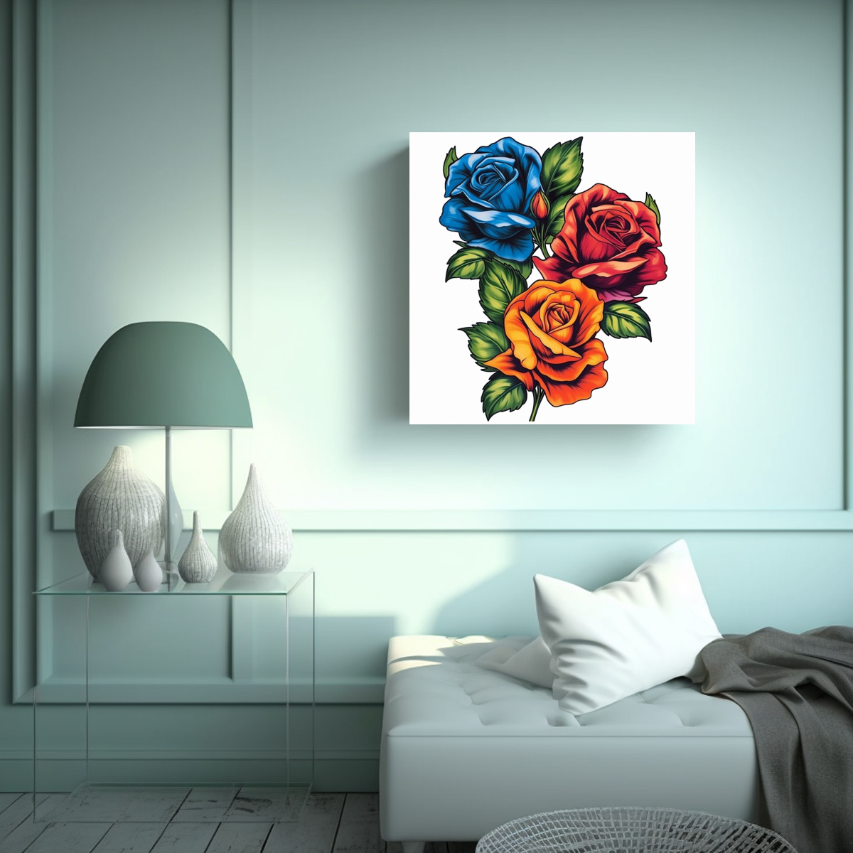 CUADRO IMPRESIONANTE DE ROSAS MULTICOLOR CON 60X60 CM - 2