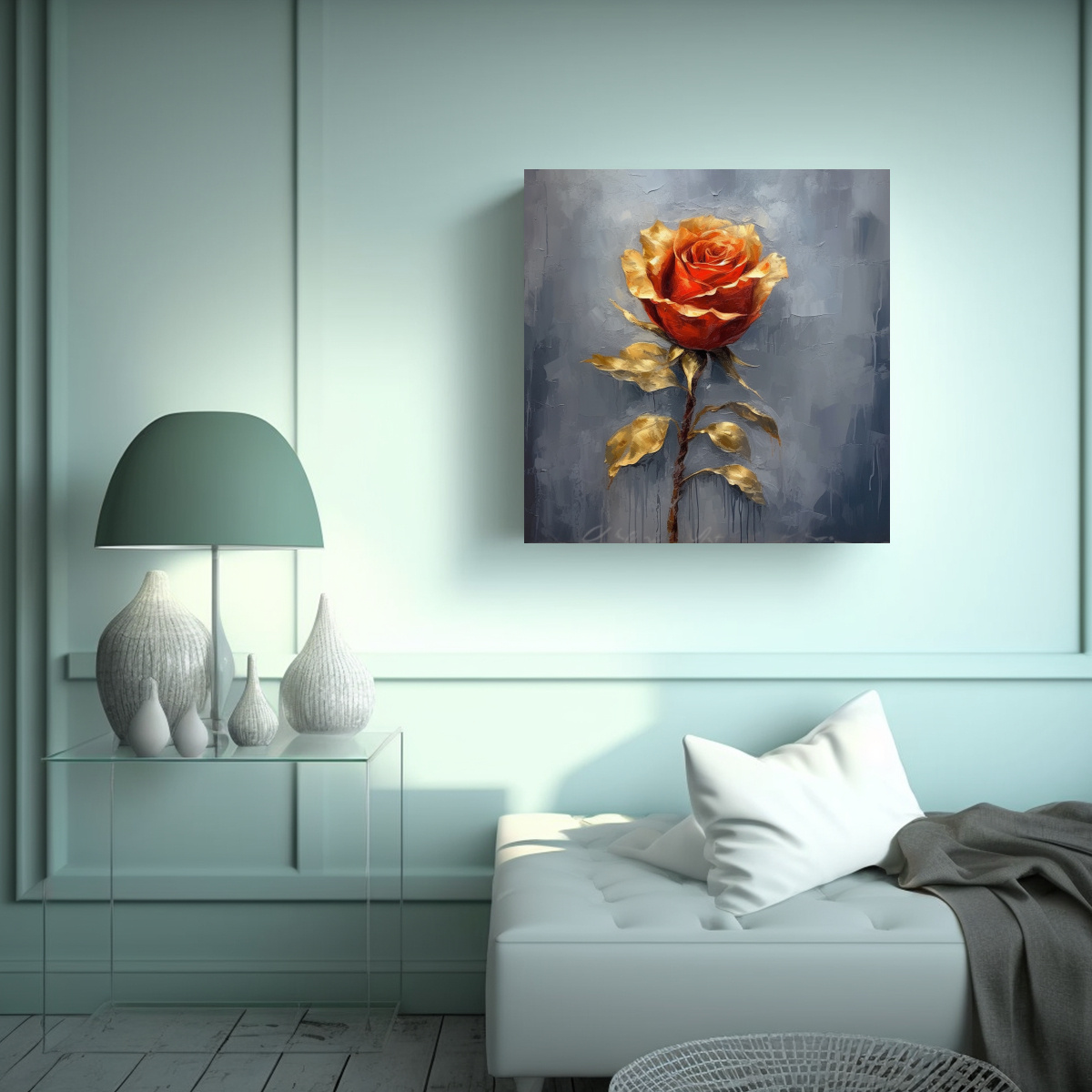 CUADRO DECORATIVO LIENZO DE ALTA CALIDAD: ROSA 30X30 CM - 2
