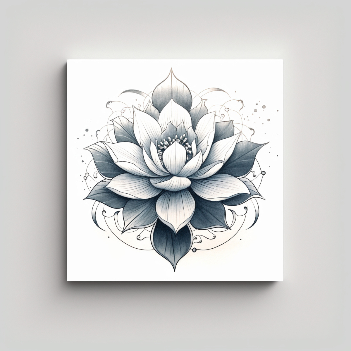 CUADRO DECORATIVO DE LOTO ASIÁTICO EN ESTILO 100X100 CM - 1