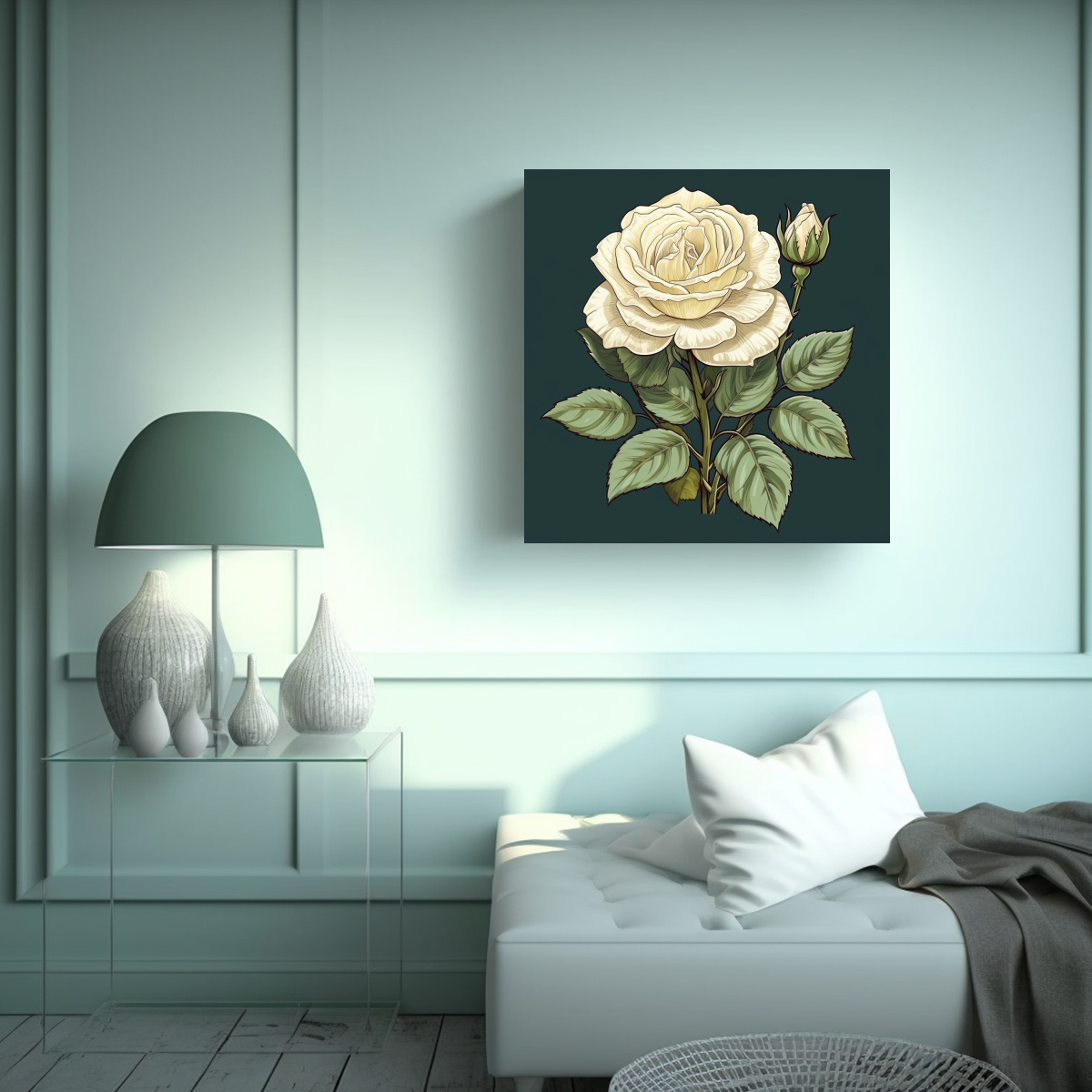 CUADRO DECORATIVO ROSA SANA EN REFLEJO DE TONOS 80X80 CM - 2