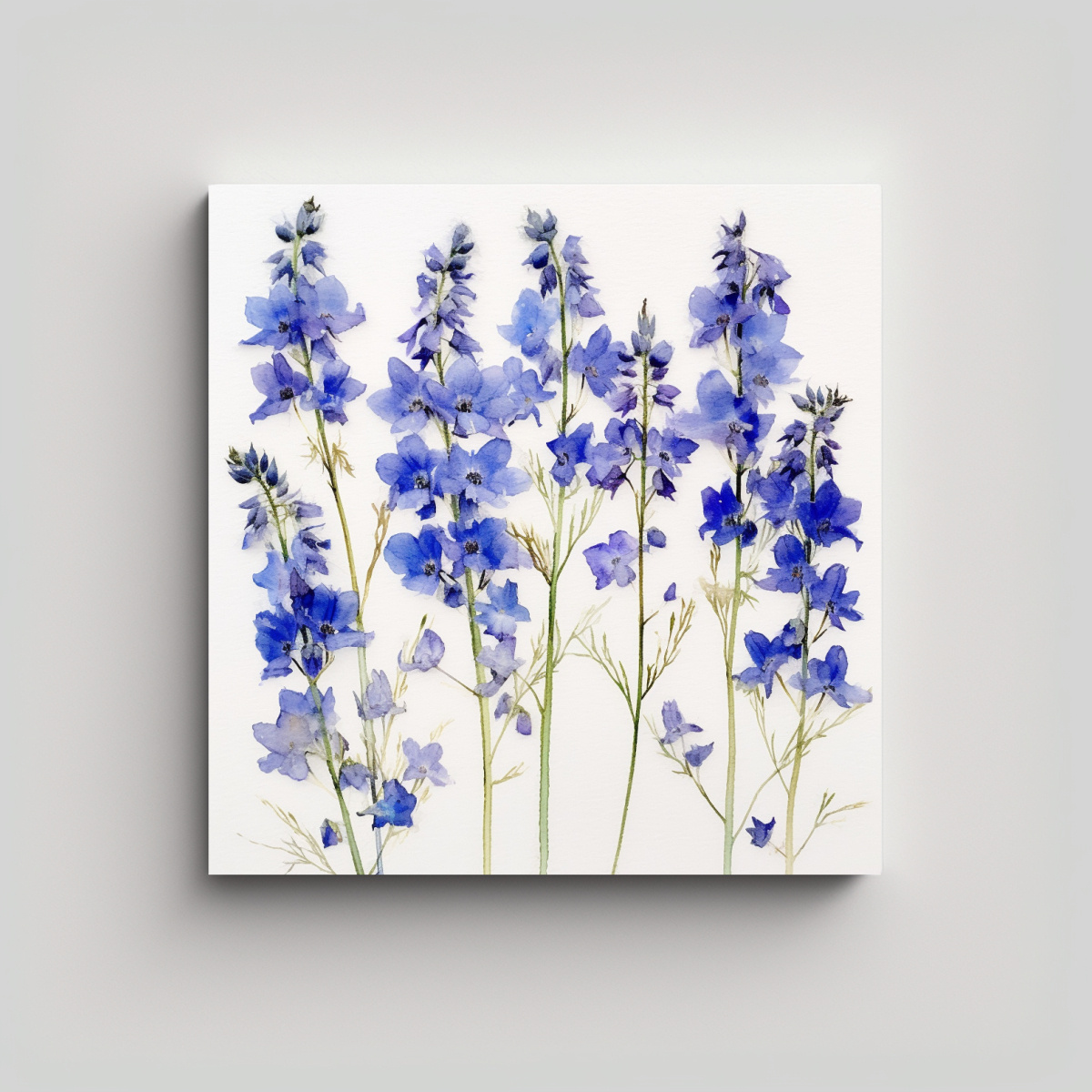 CUADRO SUBLIMADO DE DELPHINIUM: FLORES ACUARELA 50X50 CM - 1