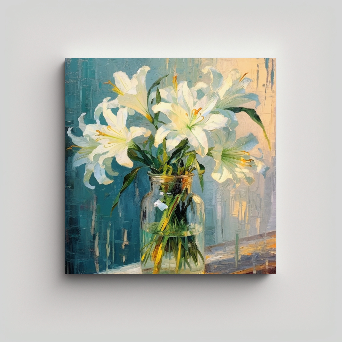 CUADRO ARTE DE PARED: LIRIOS BLANCOS DE MONET, 30X30 CM - 1