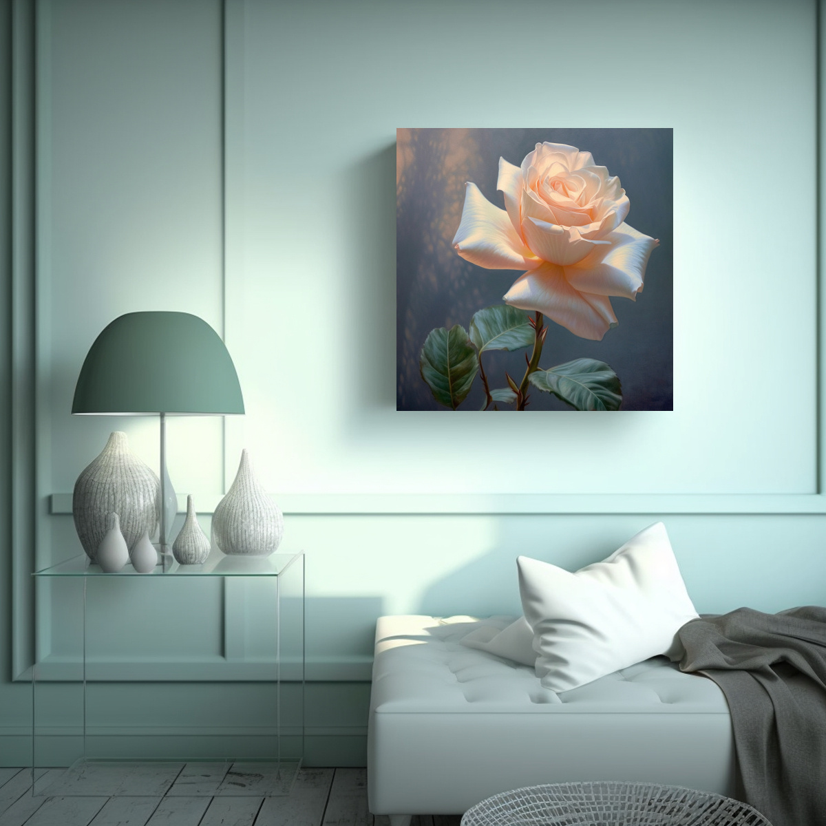 CUADRO SUBLIMADO DE ROSA ETÉREA Y SIMÉTRICA EN 40X40 CM - 2