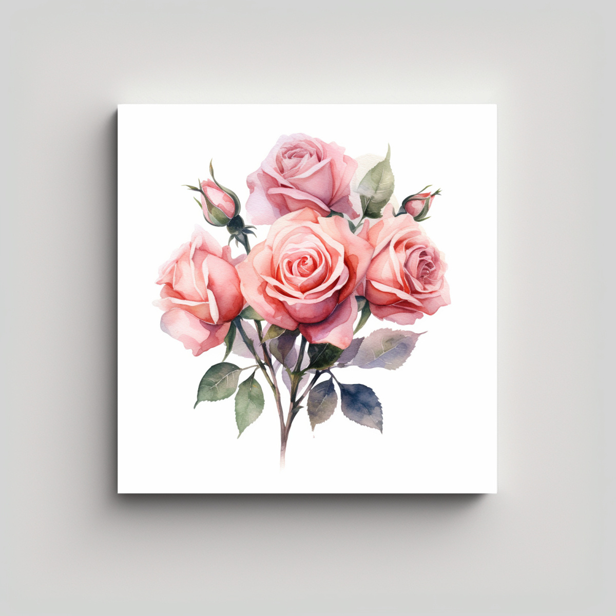 ILUSTRACIÓN ELEGANTE DE ROSA EN LIENZO DE ALTA 30X30 CM - 1