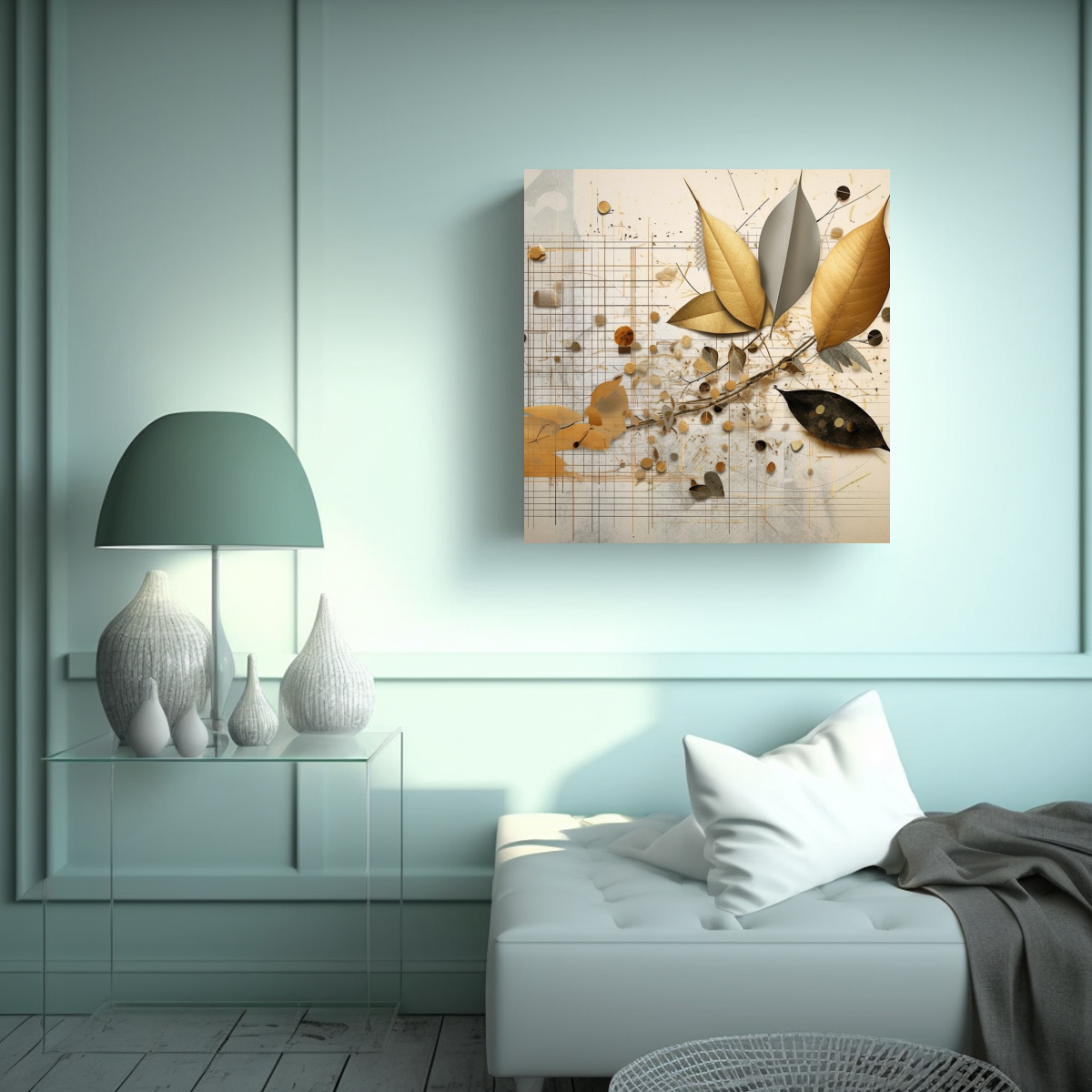 CUADRO DECORATIVO: COLLAGE GEOMÉTRICO Y ARTE 60X60 CM - 2