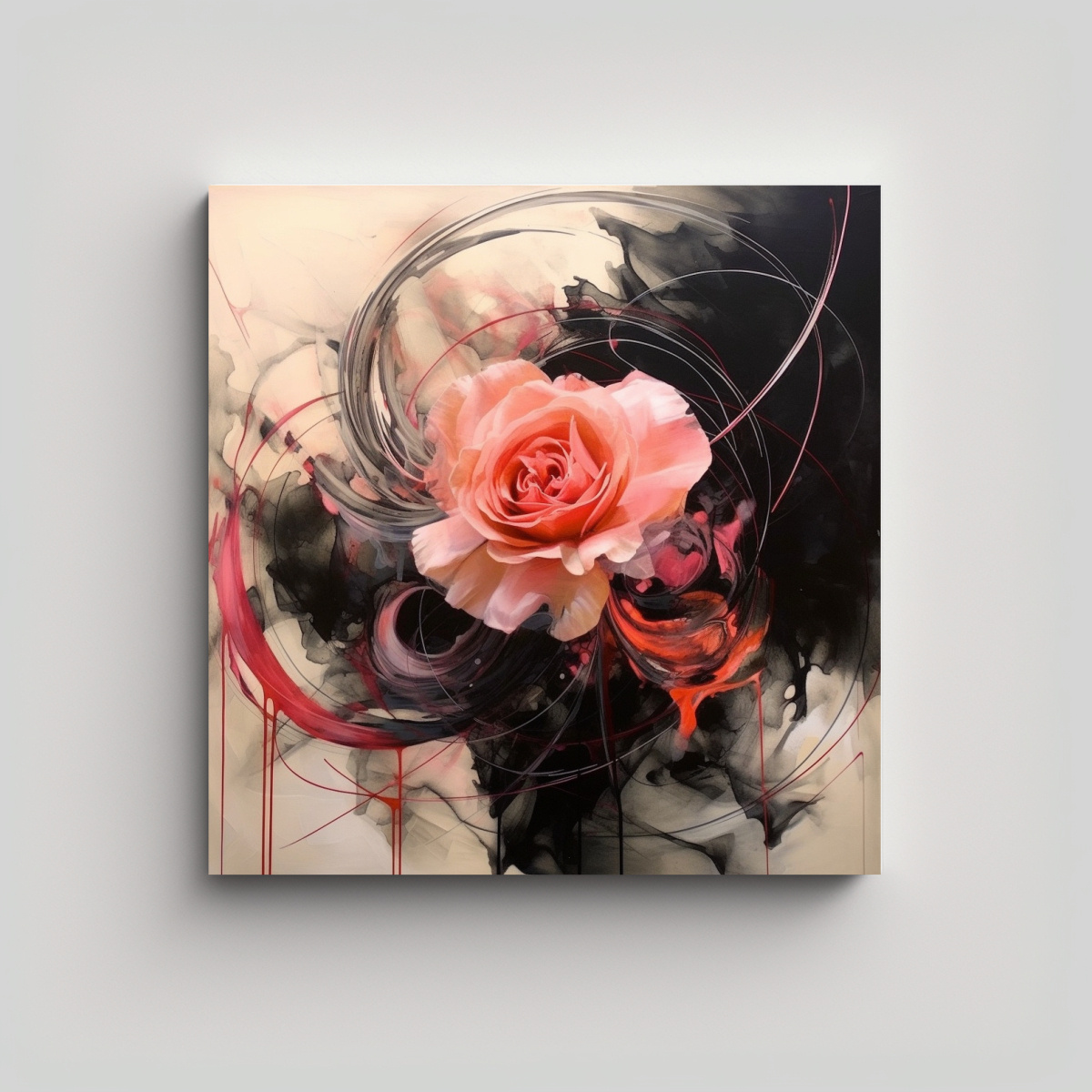 CUADRO DECORATIVO VISION MARTELLI EN ROSA, NEGRO 80X80 CM - 1