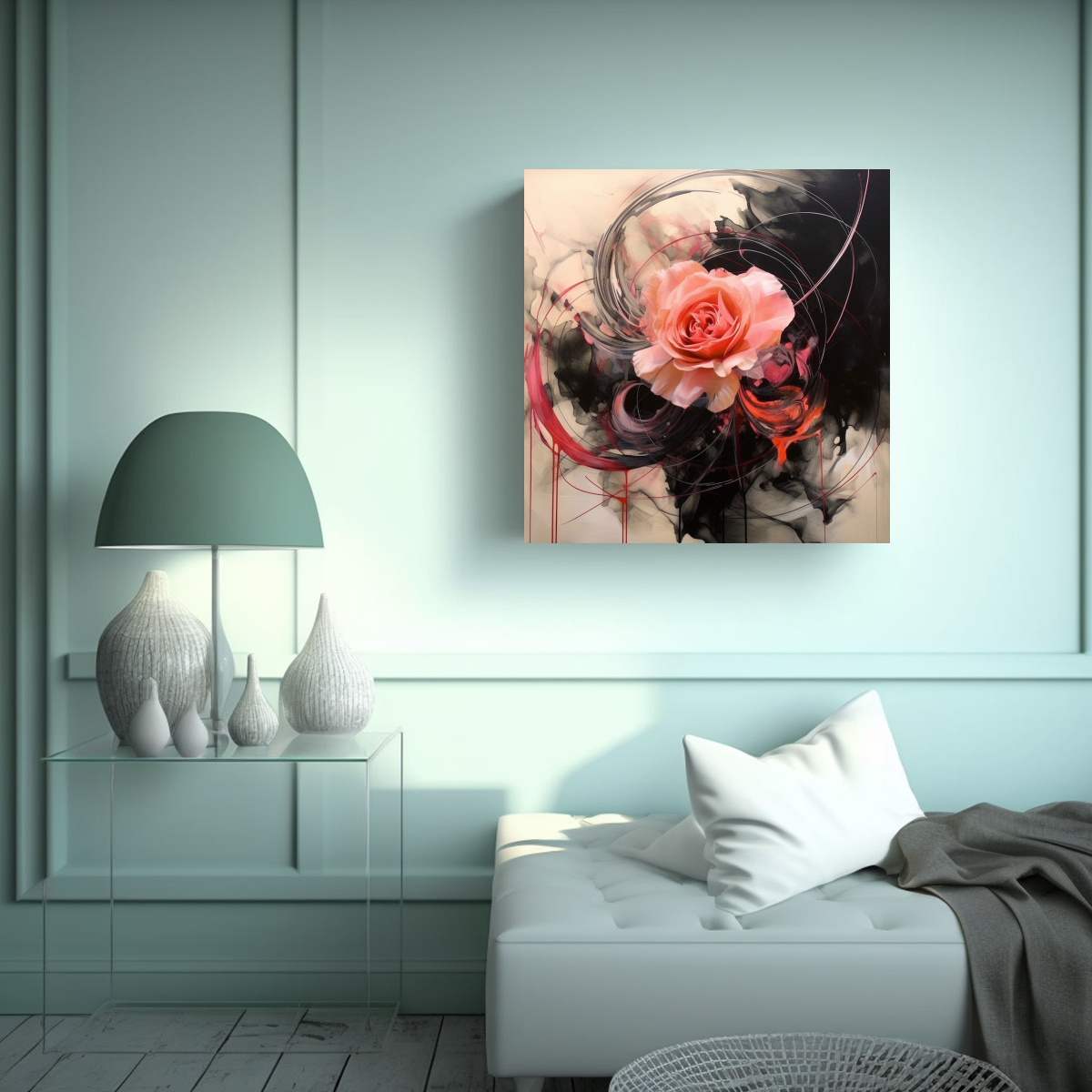CUADRO DECORATIVO VISION MARTELLI EN ROSA, NEGRO 80X80 CM - 2