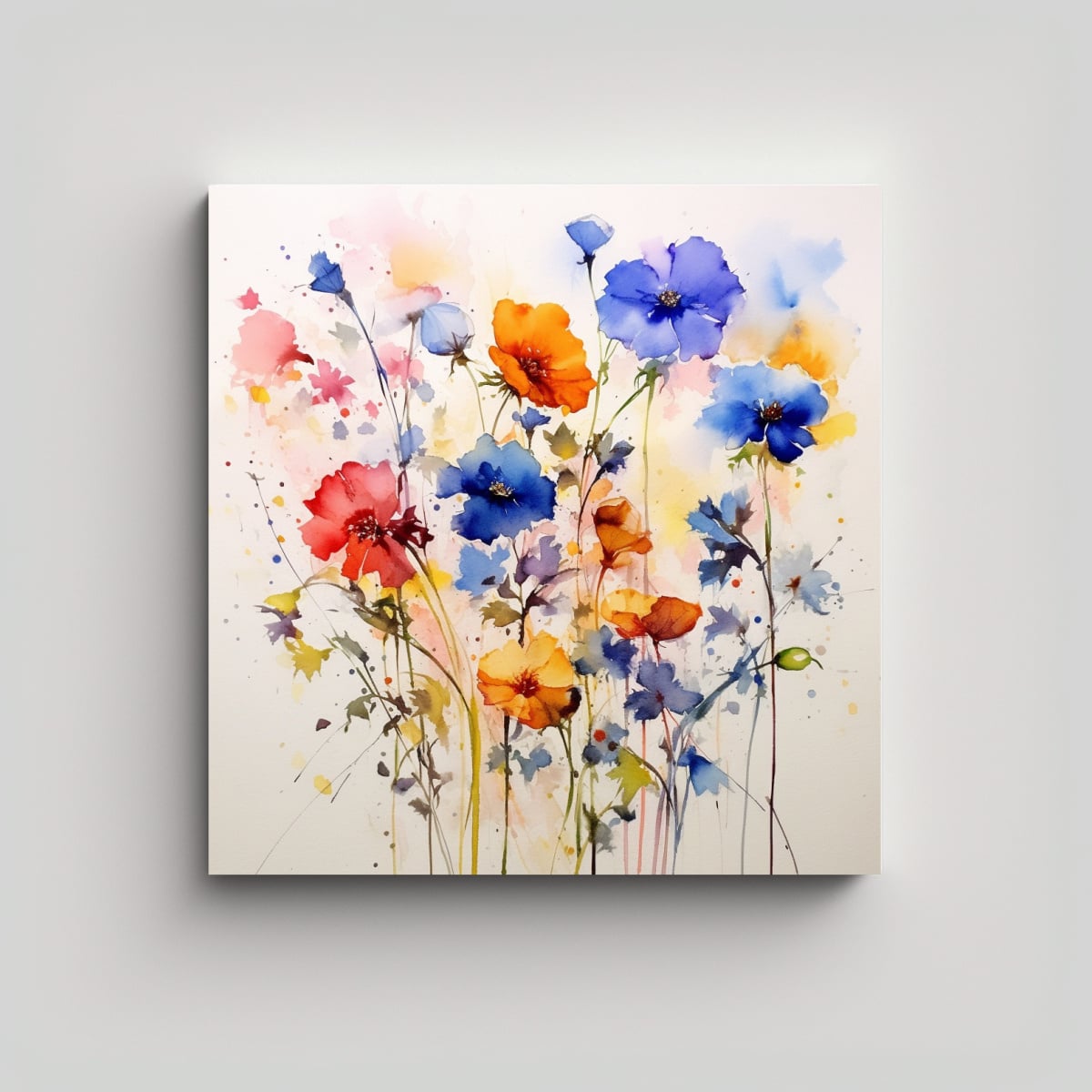 DISEÑO MÁGICO DE LIENZO CON FLORES SALTANDO 60X60 CM - 1