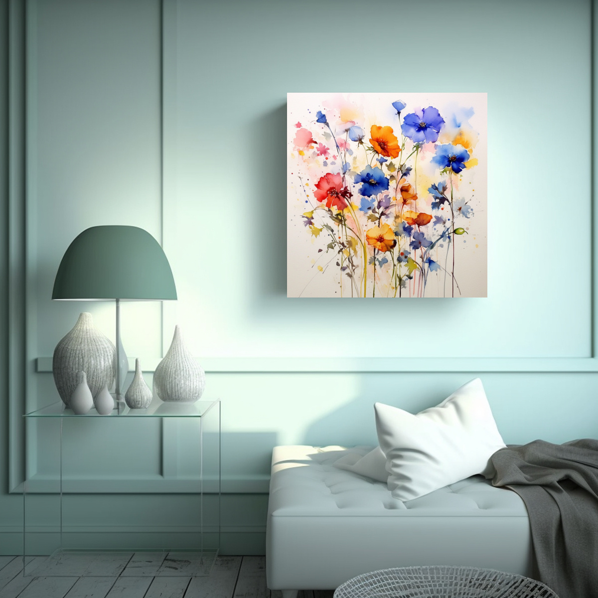 DISEÑO MÁGICO DE LIENZO CON FLORES SALTANDO 60X60 CM - 2