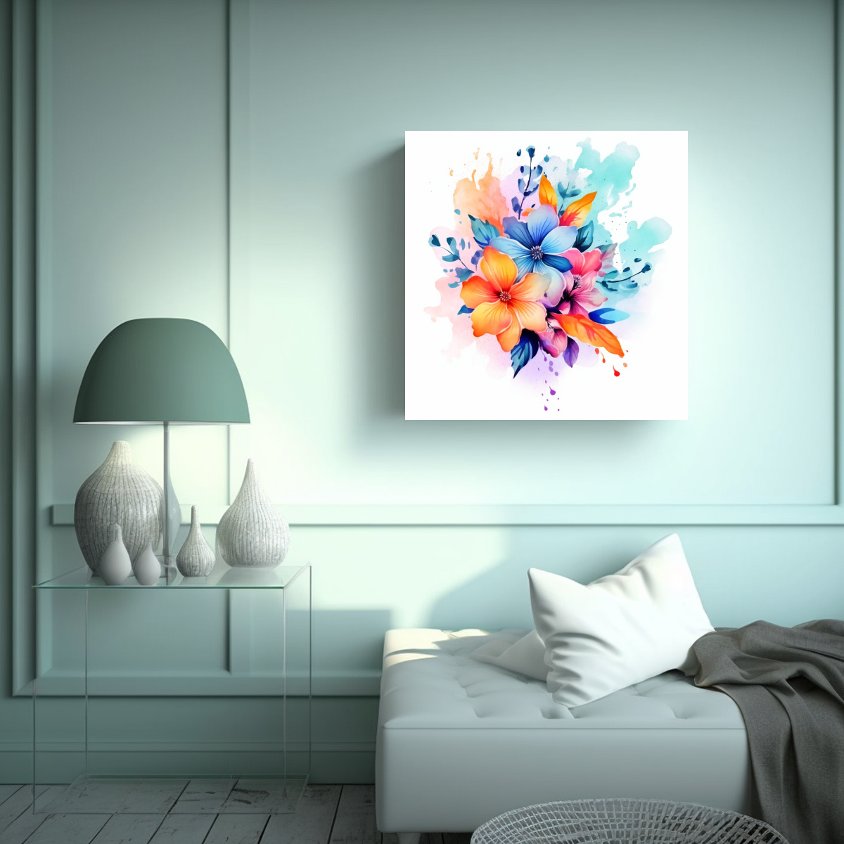 COMPOSICIÓN ABSTRACTA EN LIENZO CON ELEMENTOS 90X90 CM - 2
