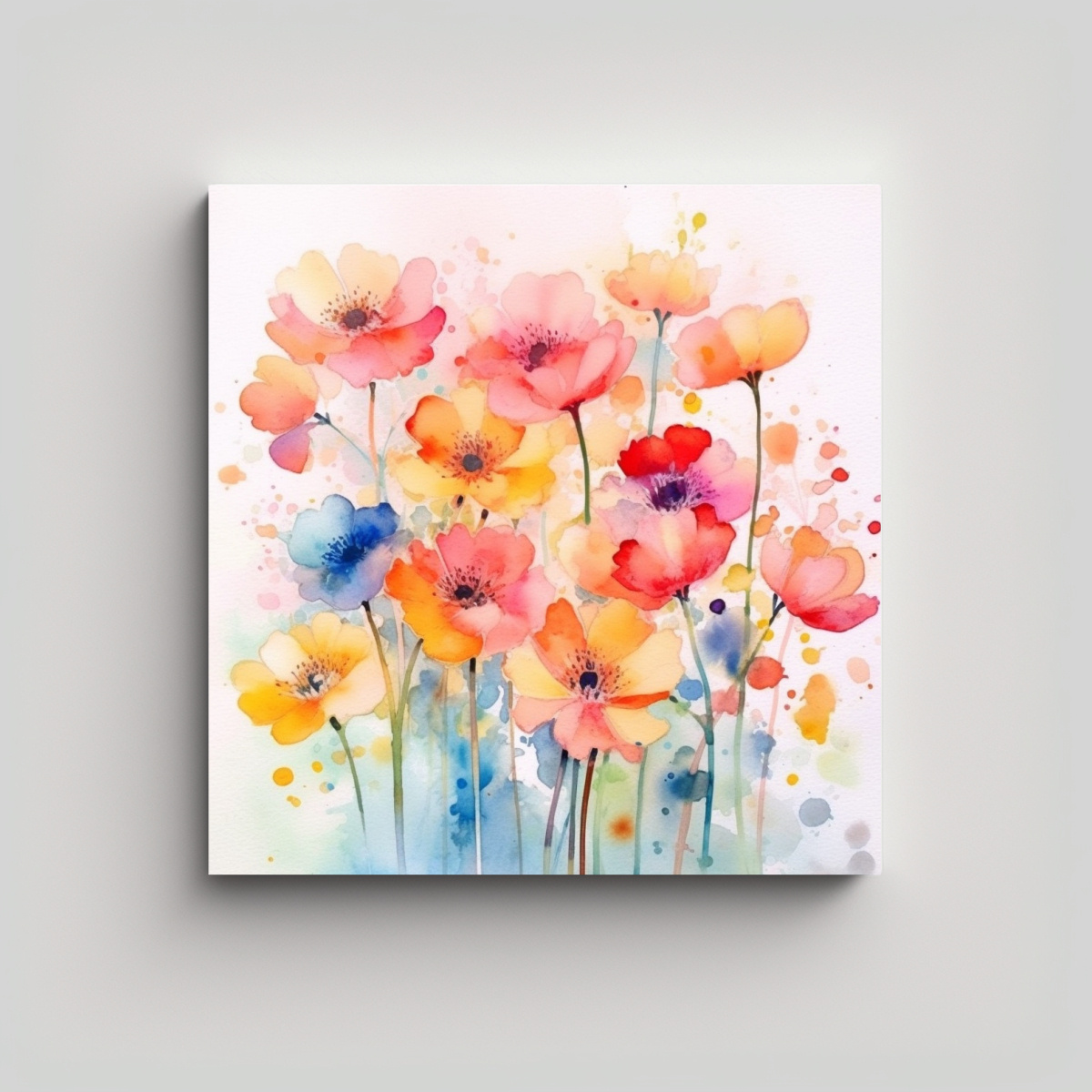 ILUSTRACIÓN DURADERA DE FLORES ACUARELA BOKEH EN 20X20 CM - 1