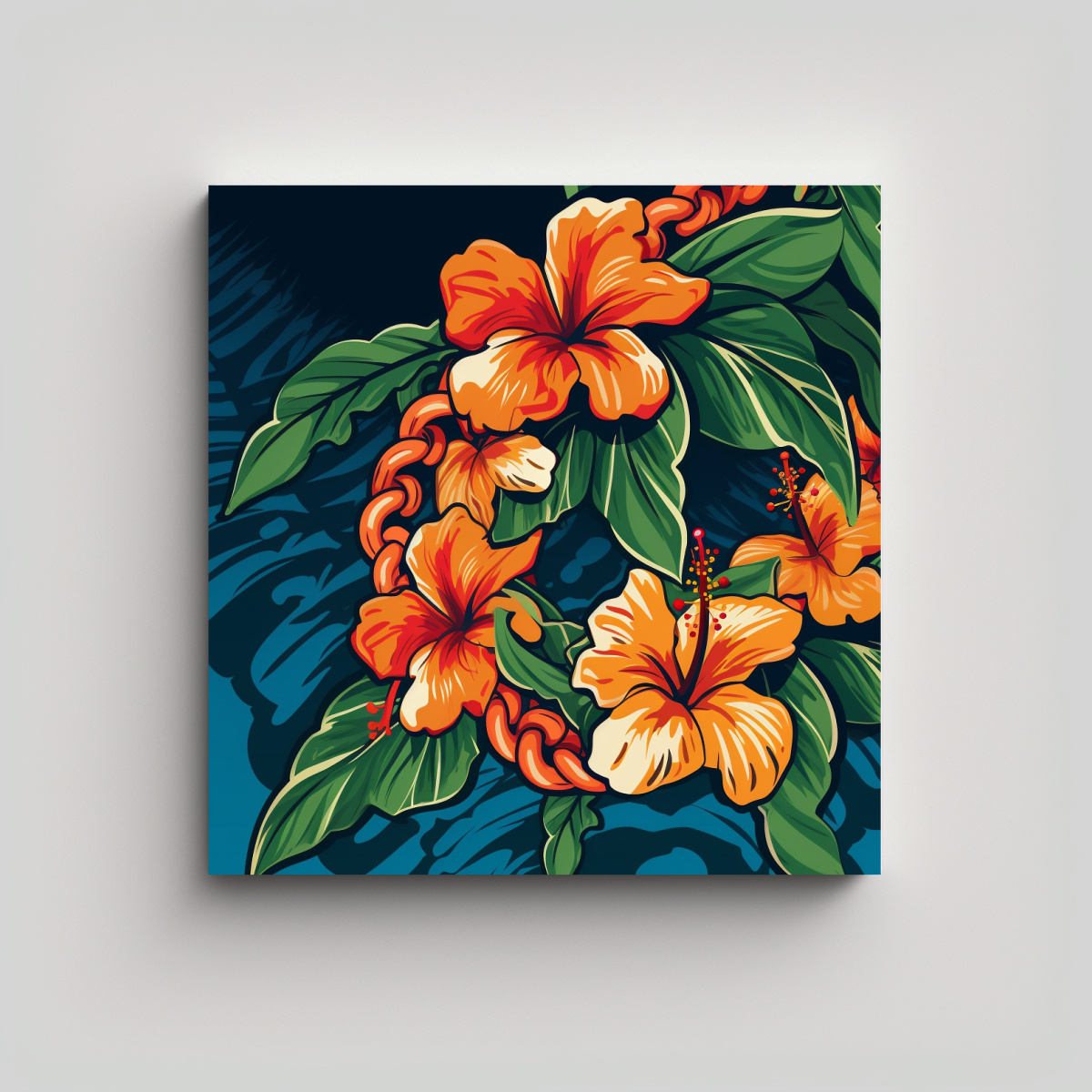 ILUSTRACIÓN VECTORIAL DE SALÓN CON LEI HAWAIANA 50X50 CM - 1