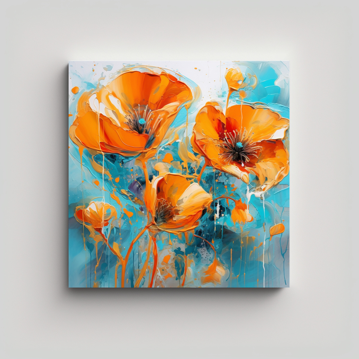 CUADROS WANG ORIGINALES CON POPPIES: LIENZO 60X60 CM - 1