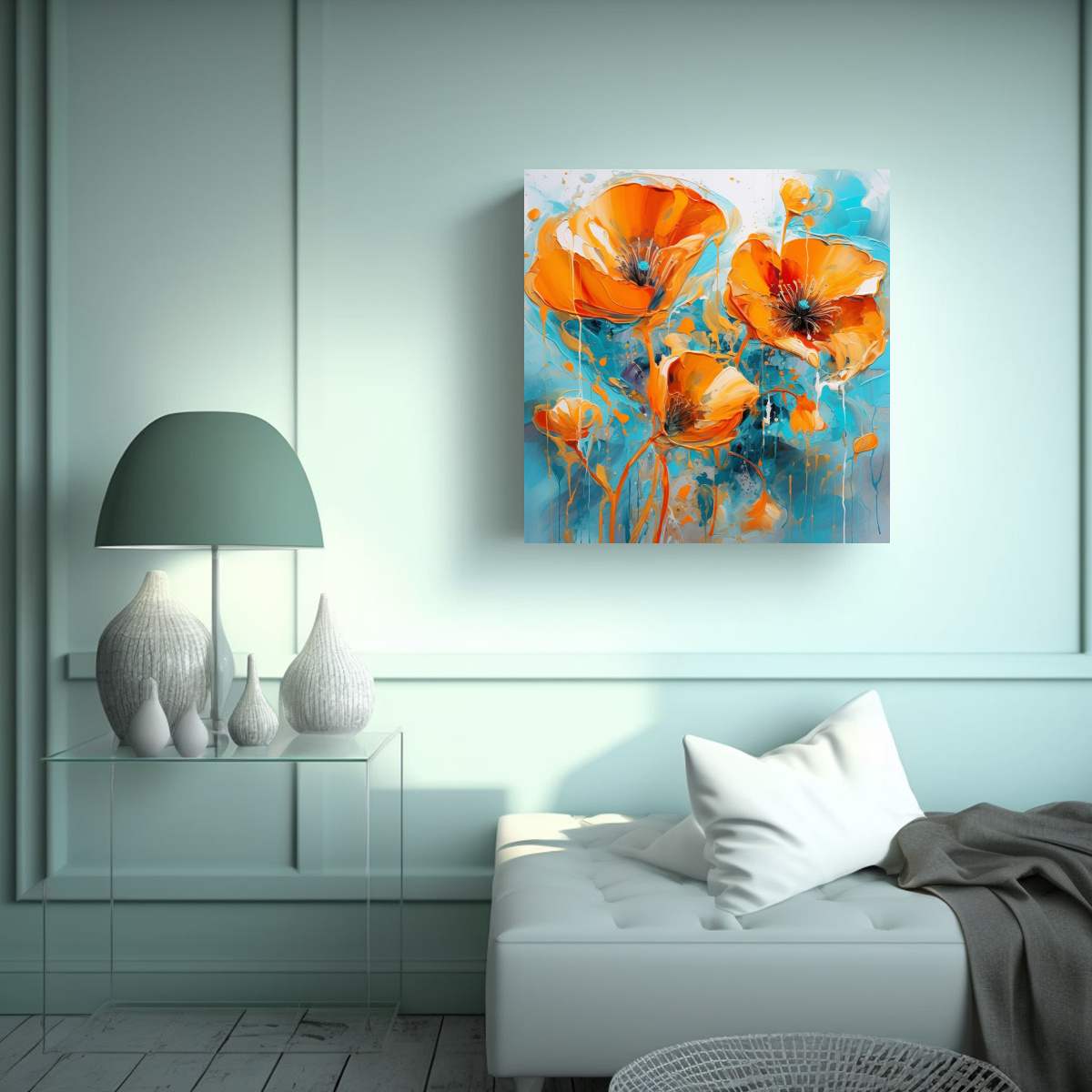 CUADROS WANG ORIGINALES CON POPPIES: LIENZO 60X60 CM - 2
