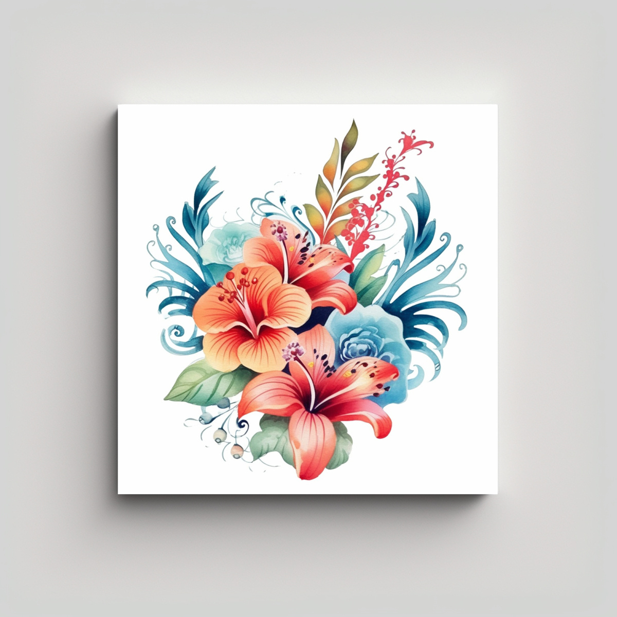 ILUSTRACIÓN ELEGANTE DE POLINESIA EN TELA Y 90X90 CM - 1