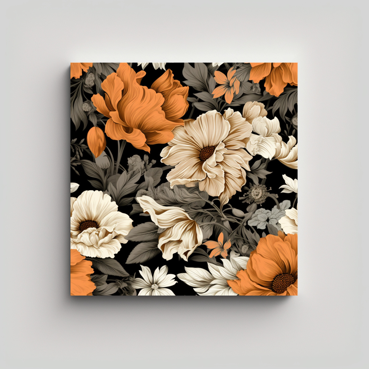 CUADRO VINTAGE FLORAL ULTRA-REALISTA Y GRITTY 90X90 CM - 1