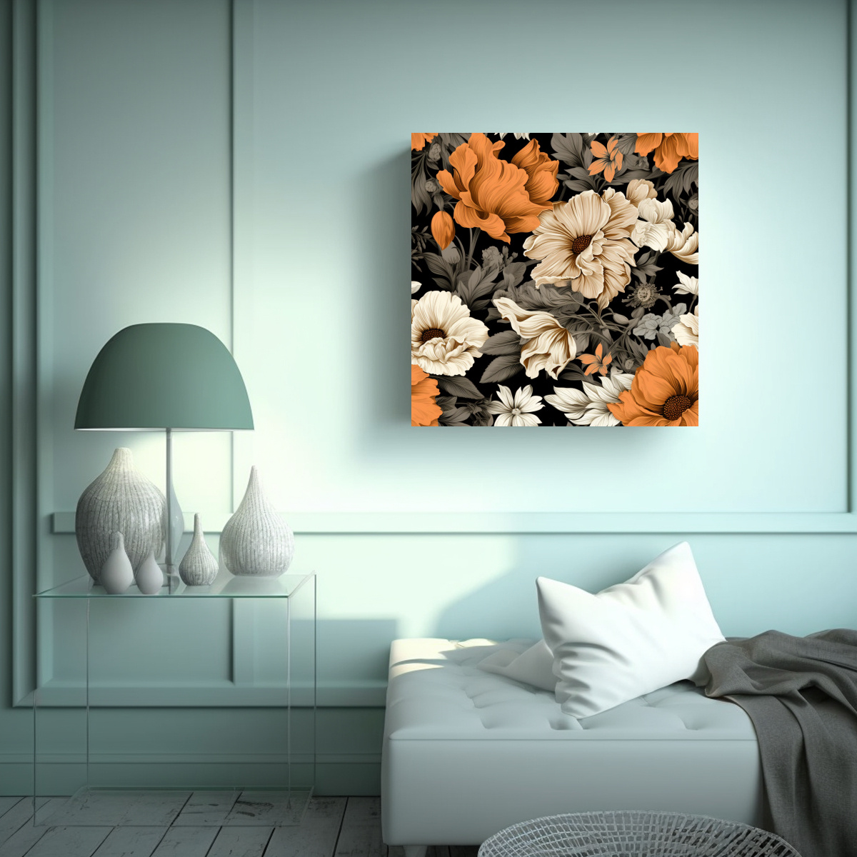CUADRO VINTAGE FLORAL ULTRA-REALISTA Y GRITTY 90X90 CM - 2