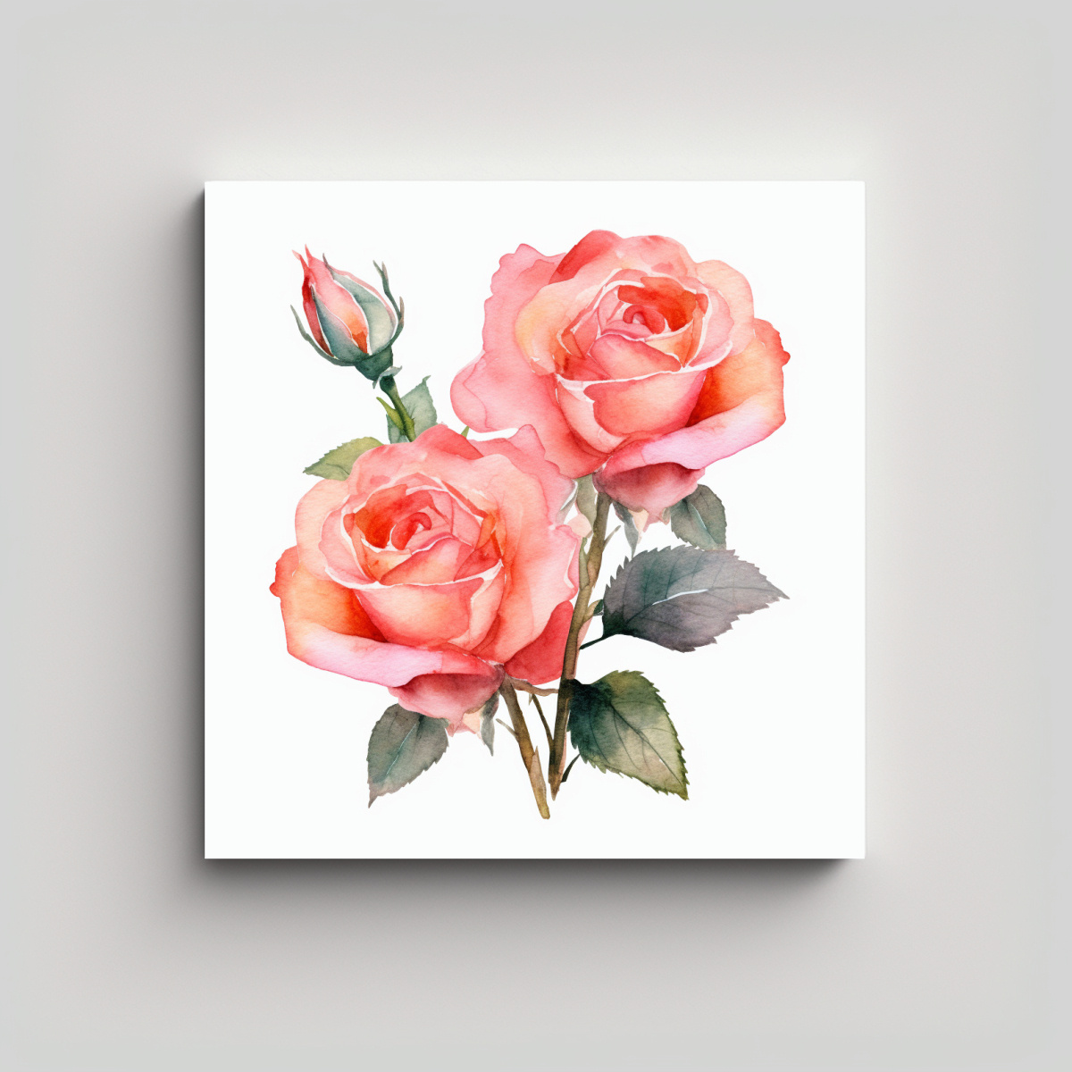 ARTE DE PARED NATURALEZA VIVA CON ROSAS ROSADAS 30X30 CM - 1
