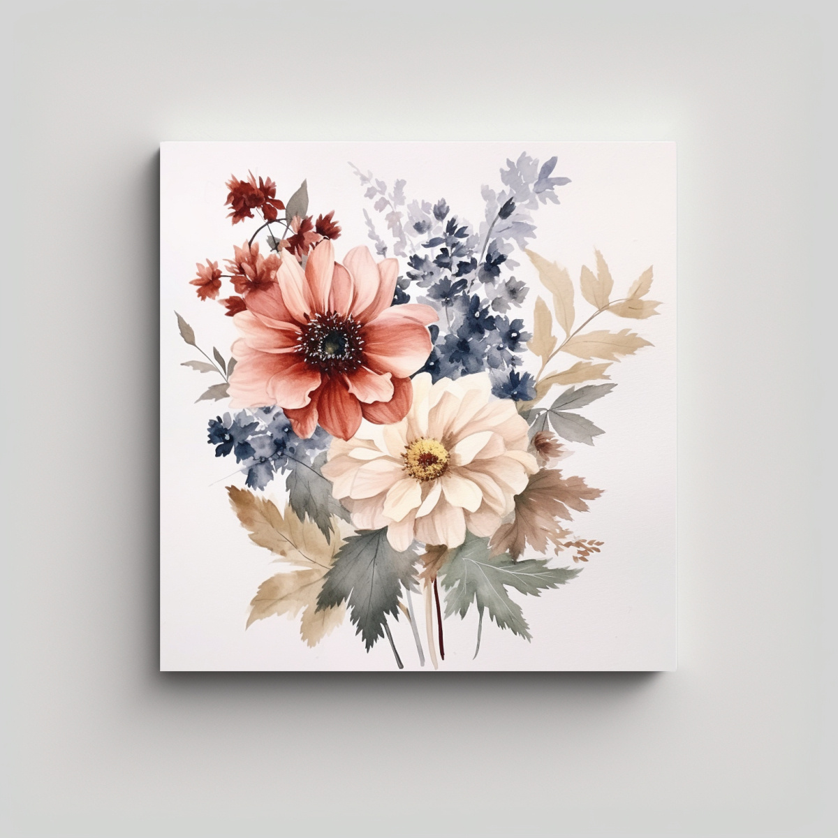 ILUSTRACIONES FLORALES EN ACUARELA Y CANVA 30X30 CM - 1