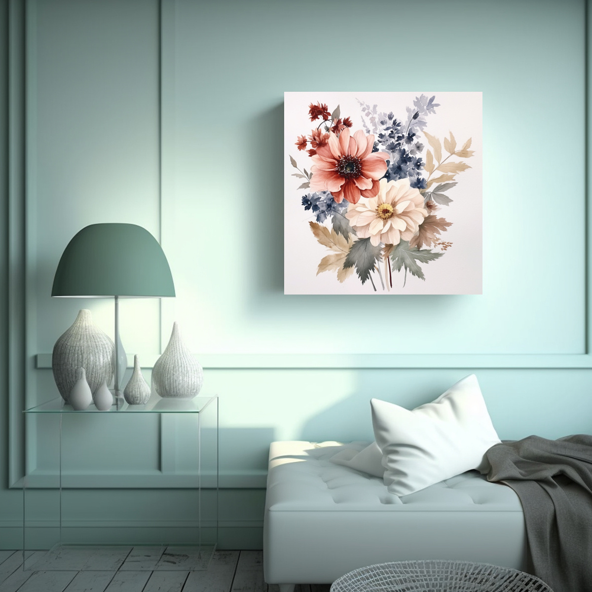 ILUSTRACIONES FLORALES EN ACUARELA Y CANVA 30X30 CM - 2