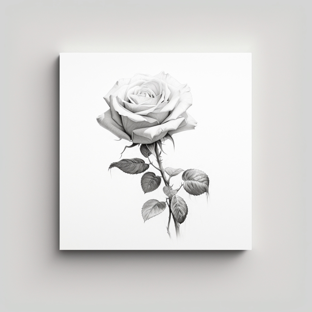 ILUSTRACIÓN DE ROSA EN LÍNEA FINA, ARTE DE 50X50 CM - 1