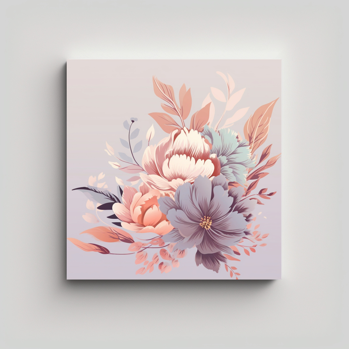 CUADRO DECORATIVO DE SIMETRÍA FLORAL EN PASTEL 30X30 CM - 1