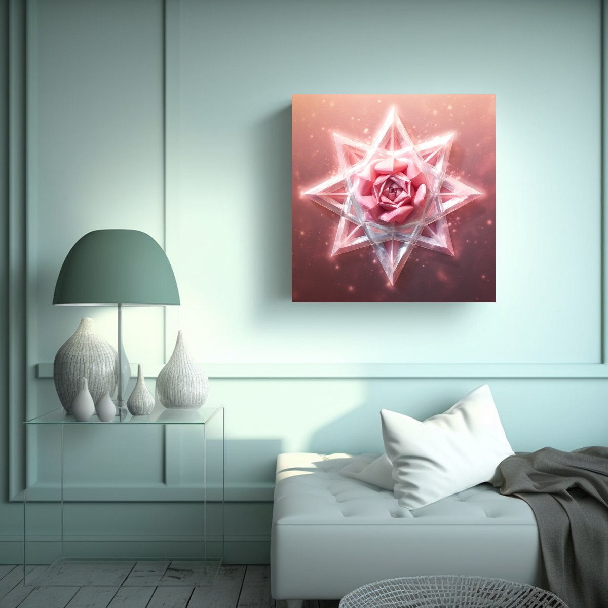 CUADRO IMPACTANTE CON LOGO DE CRISTAL MERKABA EN 50X50 CM - 2
