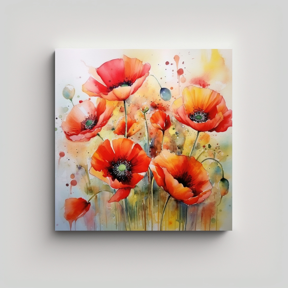 CUADROS DECORATIVOS ELEGANTES DE AMAPOLAS EN 80X80 CM - 1