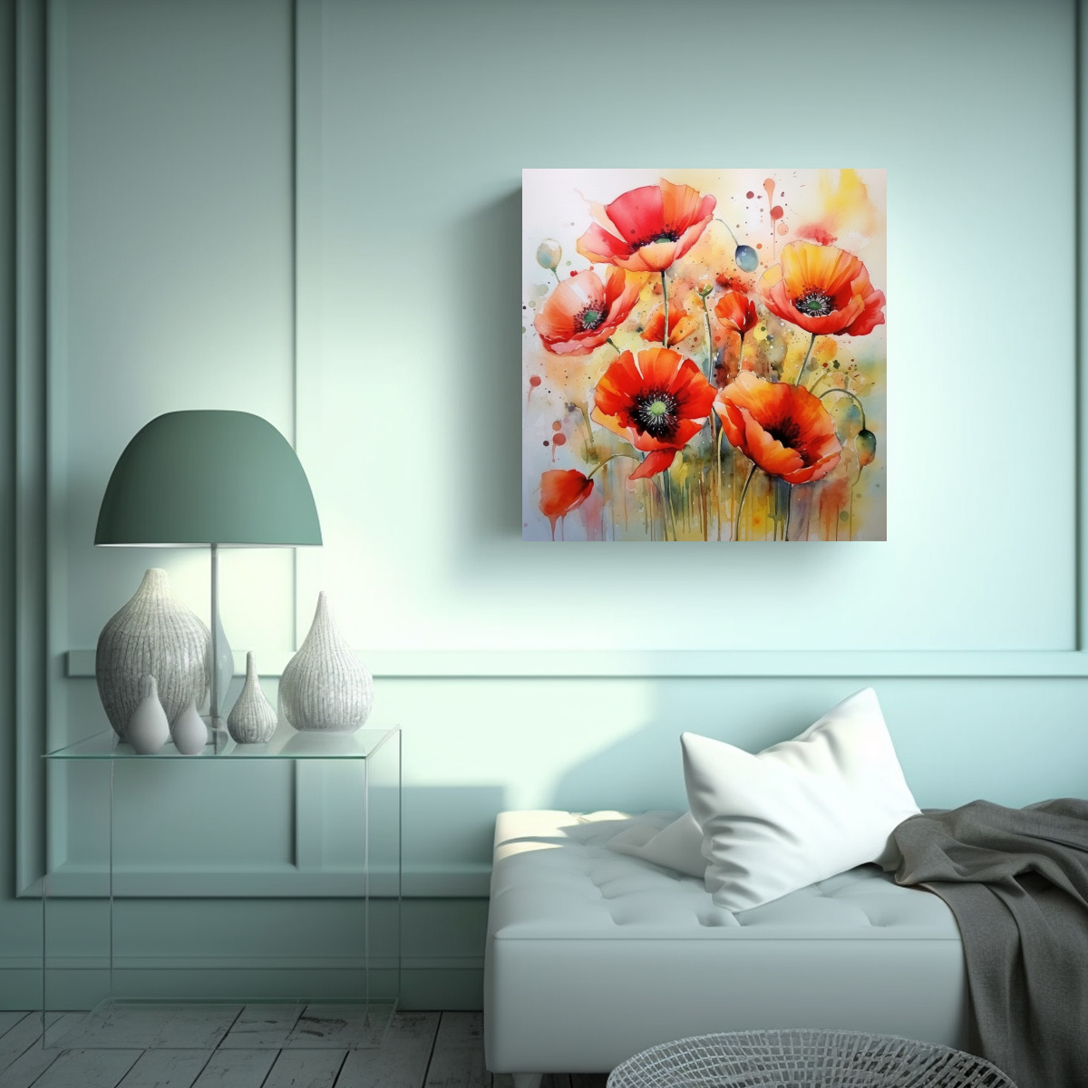 CUADROS DECORATIVOS ELEGANTES DE AMAPOLAS EN 80X80 CM - 2