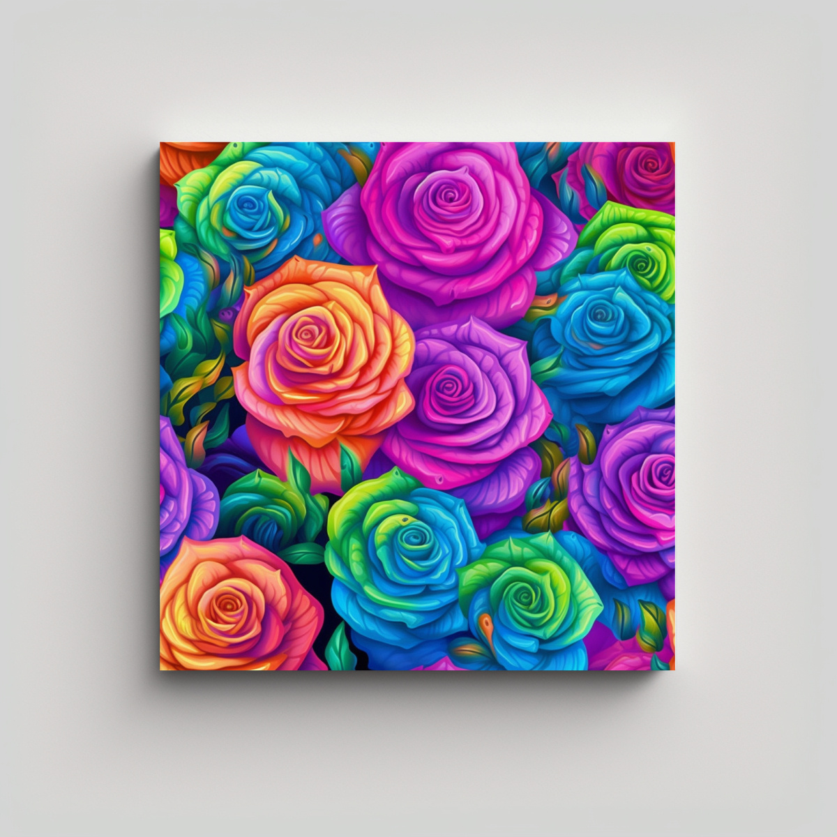 CUADRO ABSTRACTO ARTE GRÁFICO EN HD CON ROSAS 80X80 CM - 1