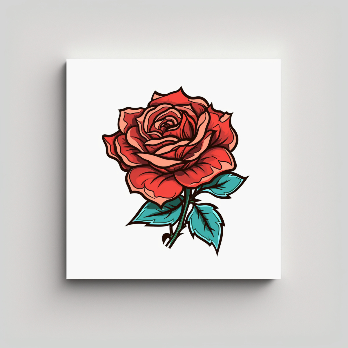 CANVA DE ROSA EN ESTILO CARTOON: CUADRO 80X80 CM - 1