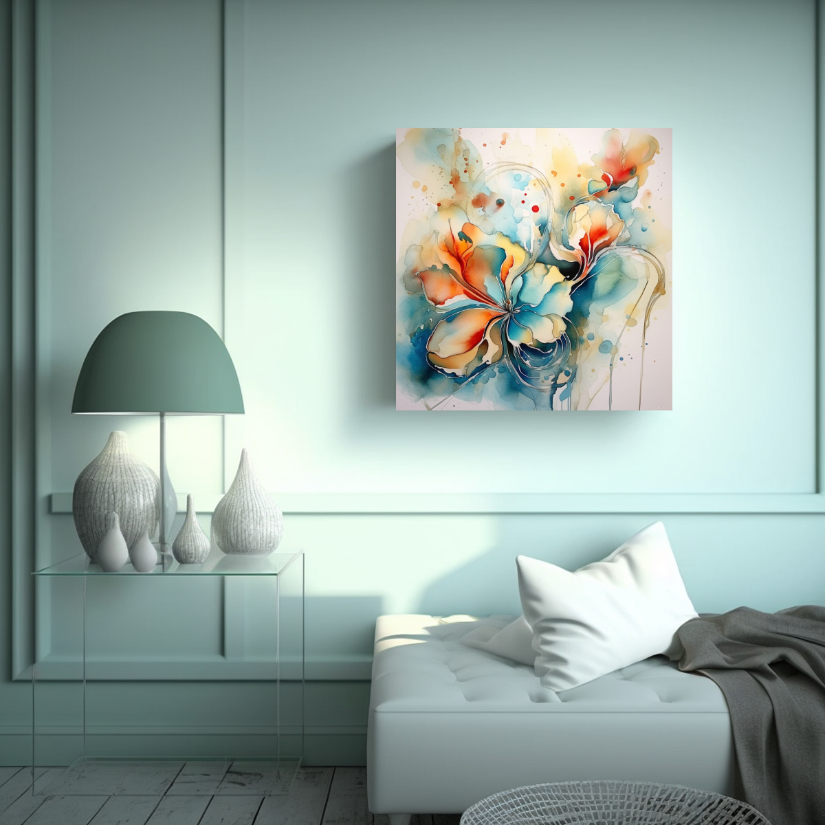 COMPOSICIÓN DE ARMONÍA FLORAL ABSTRACTA EN 80X80 CM - 2