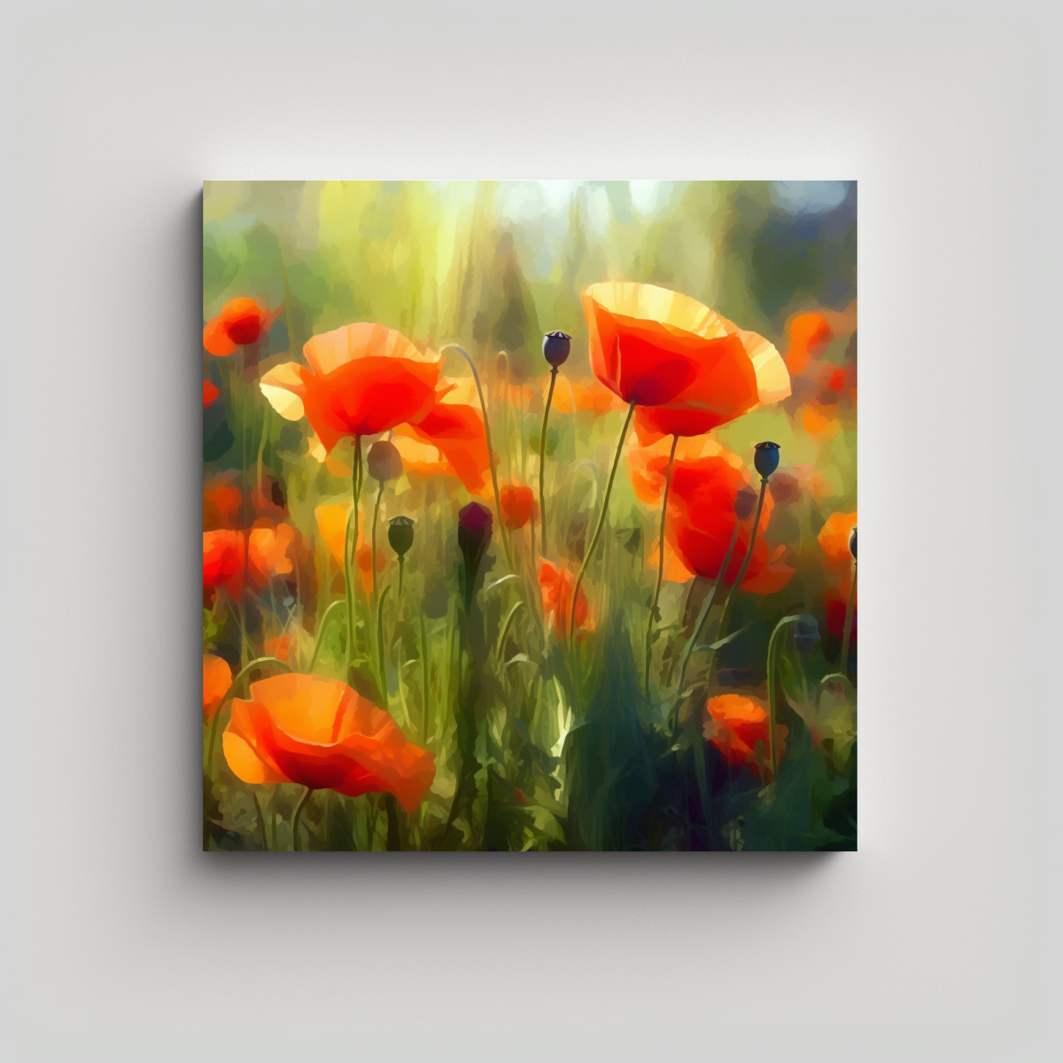 CUADROS DECORATIVOS DE FLORES Y AMAPOLAS EN 70X70 CM - 1