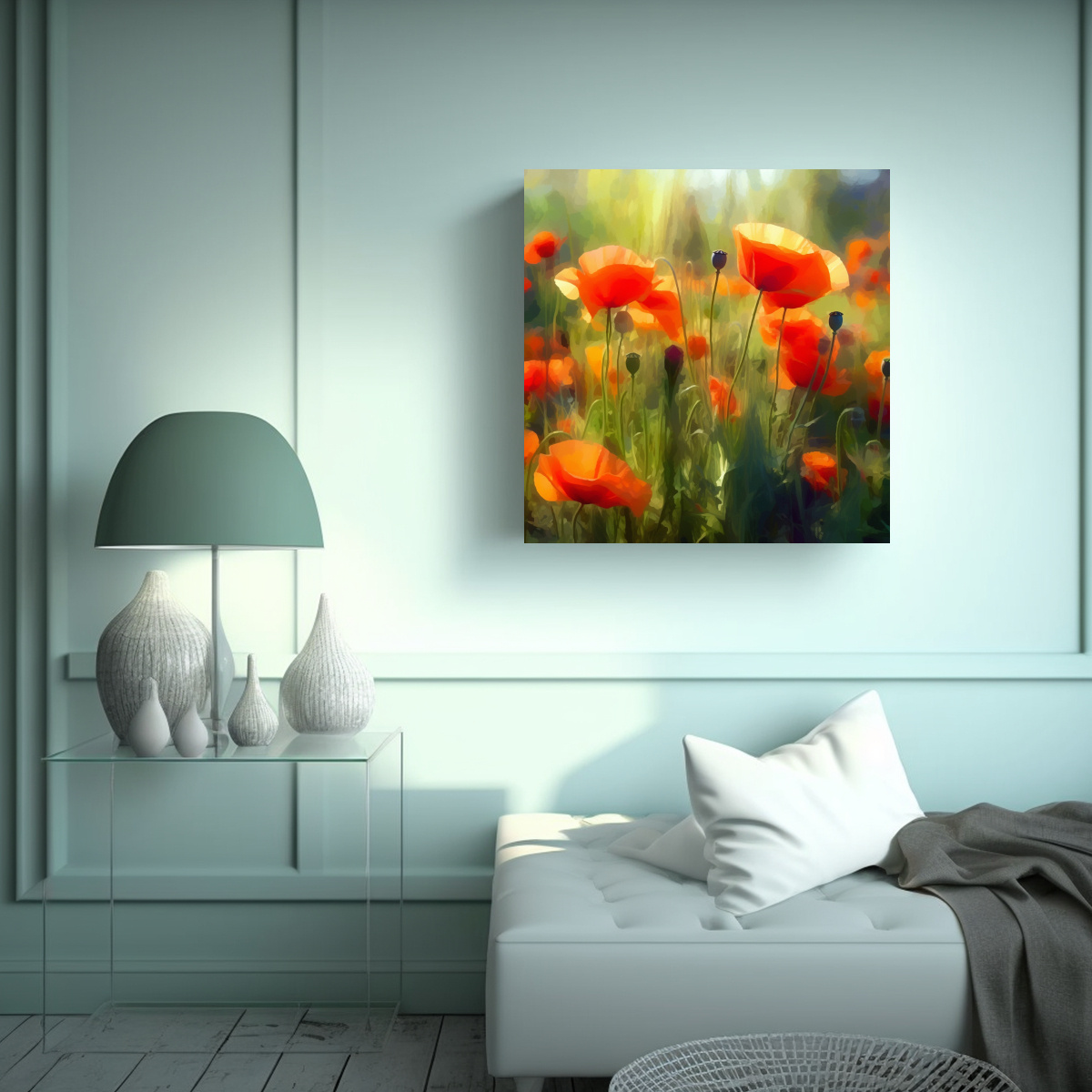CUADROS DECORATIVOS DE FLORES Y AMAPOLAS EN 70X70 CM - 2