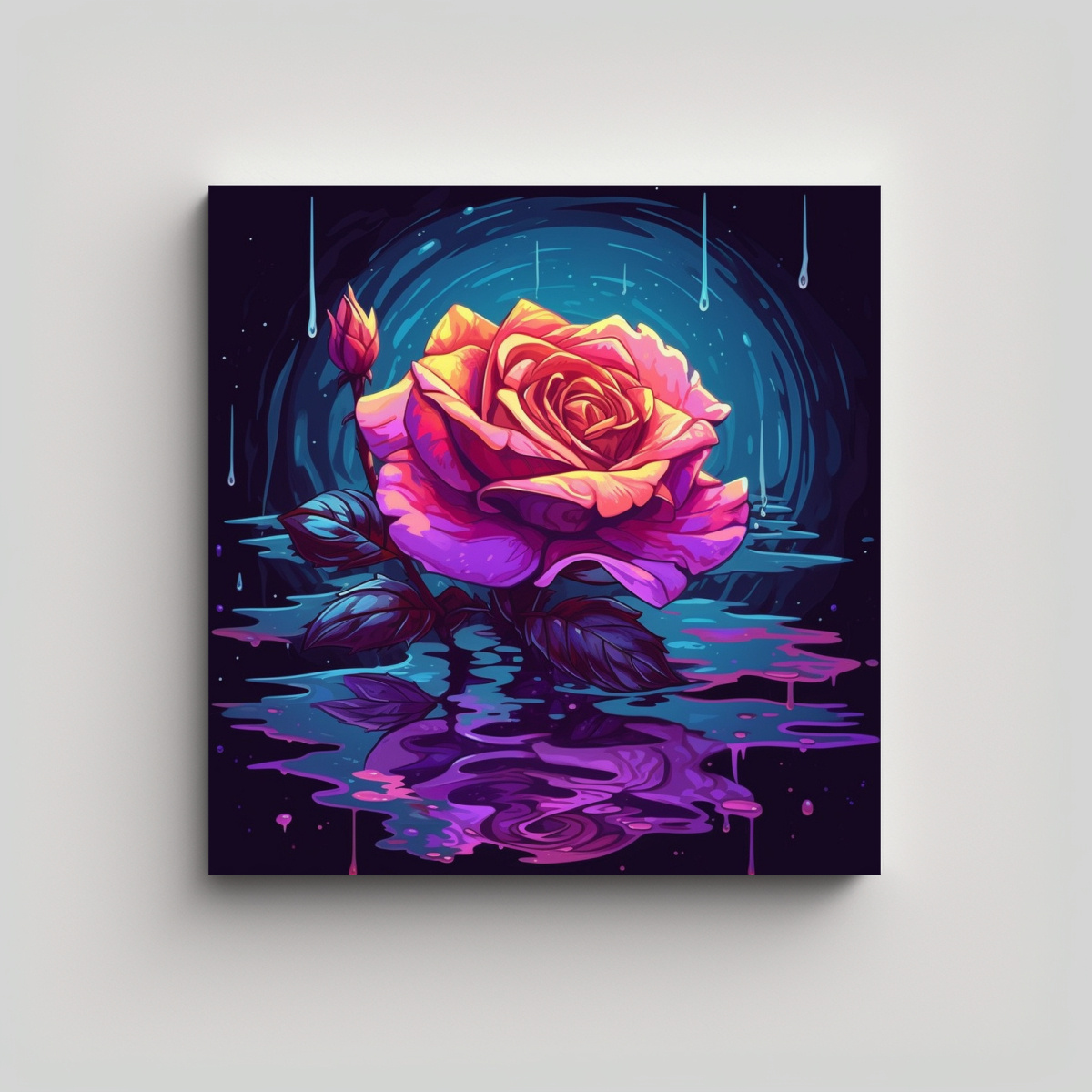 OBRA MAESTRA DE LIENZO CON ILUSTRACIÓN DE ROSA 80X80 CM - 1