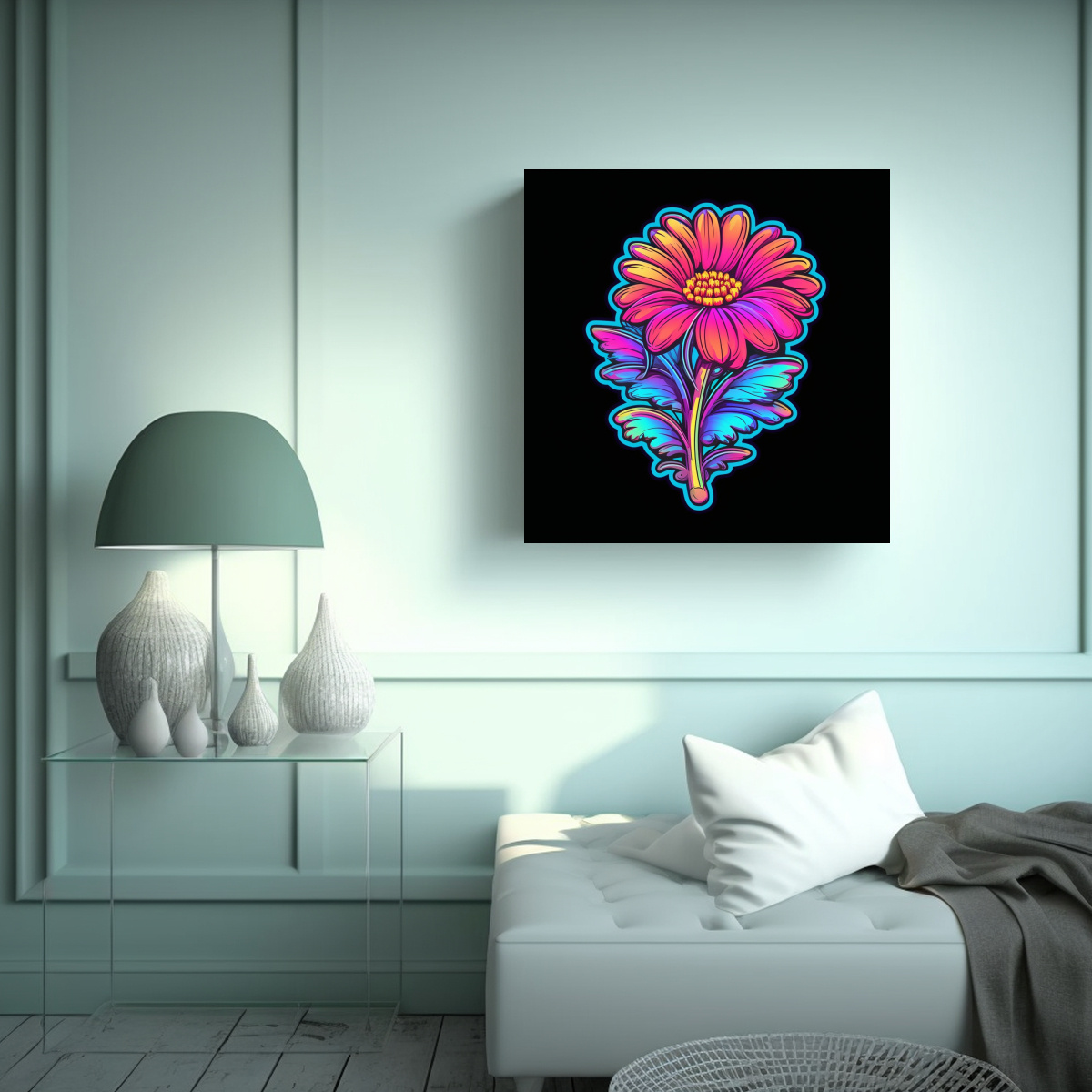 ADHESIVO DE ARTE DE PARED DAISY FLOWER EN COLORES 60X60 CM - 2