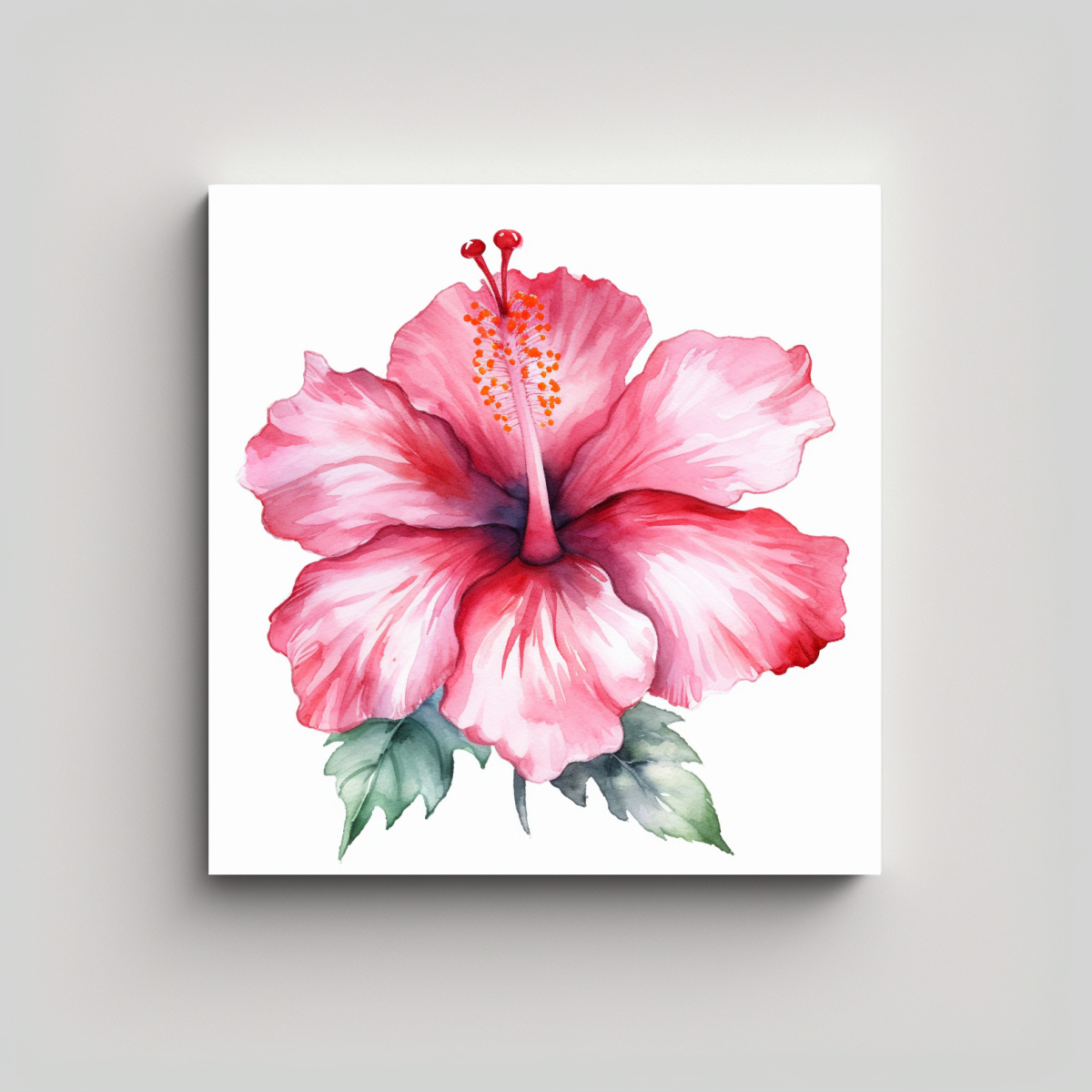 CUADRO DECORATIVO HIBISCUS ONE: ARTE ACUARELA 80X80 CM - 1