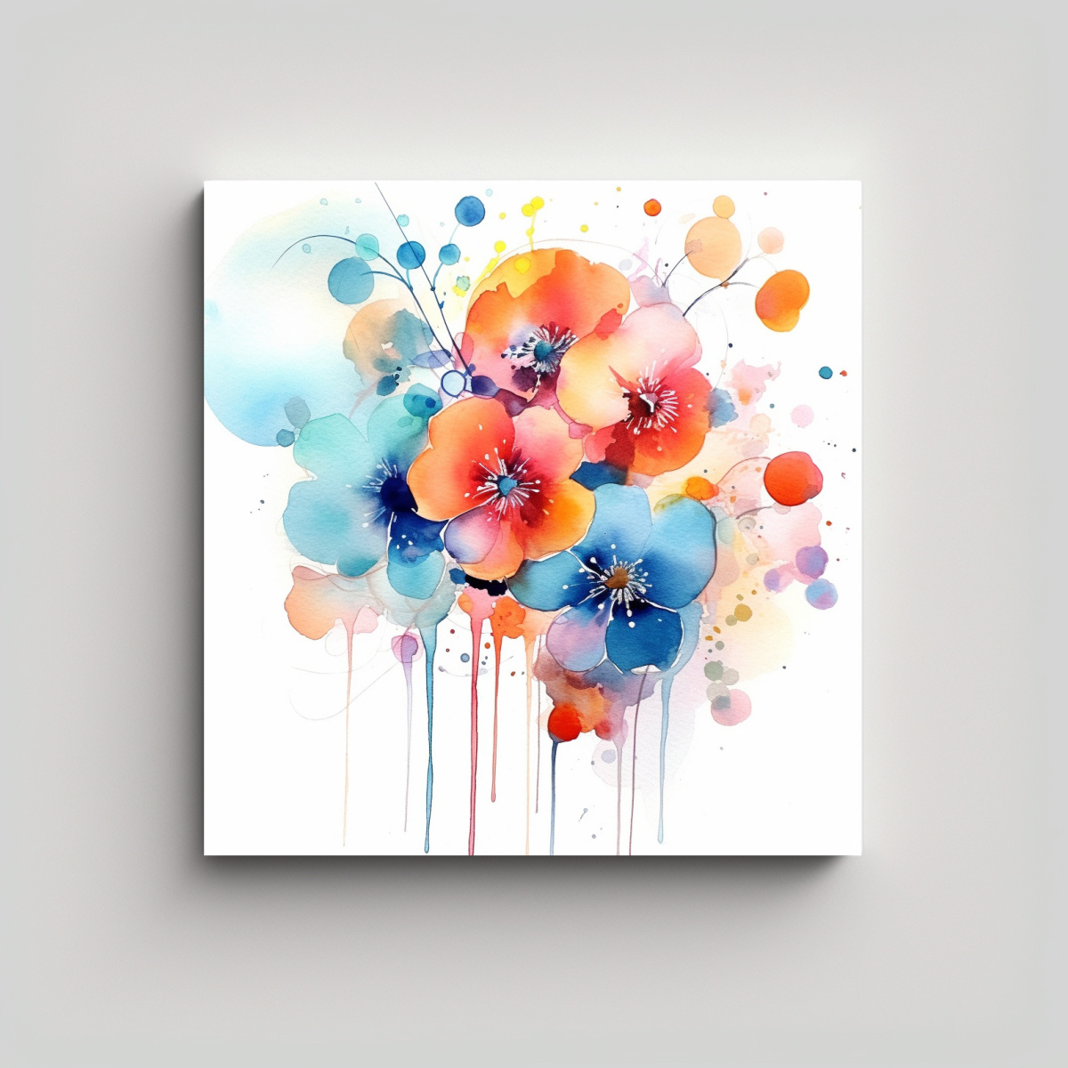 CUADRO LUMINOSO DE FLORES ABSTRACTAS: 80X80 CM - 1